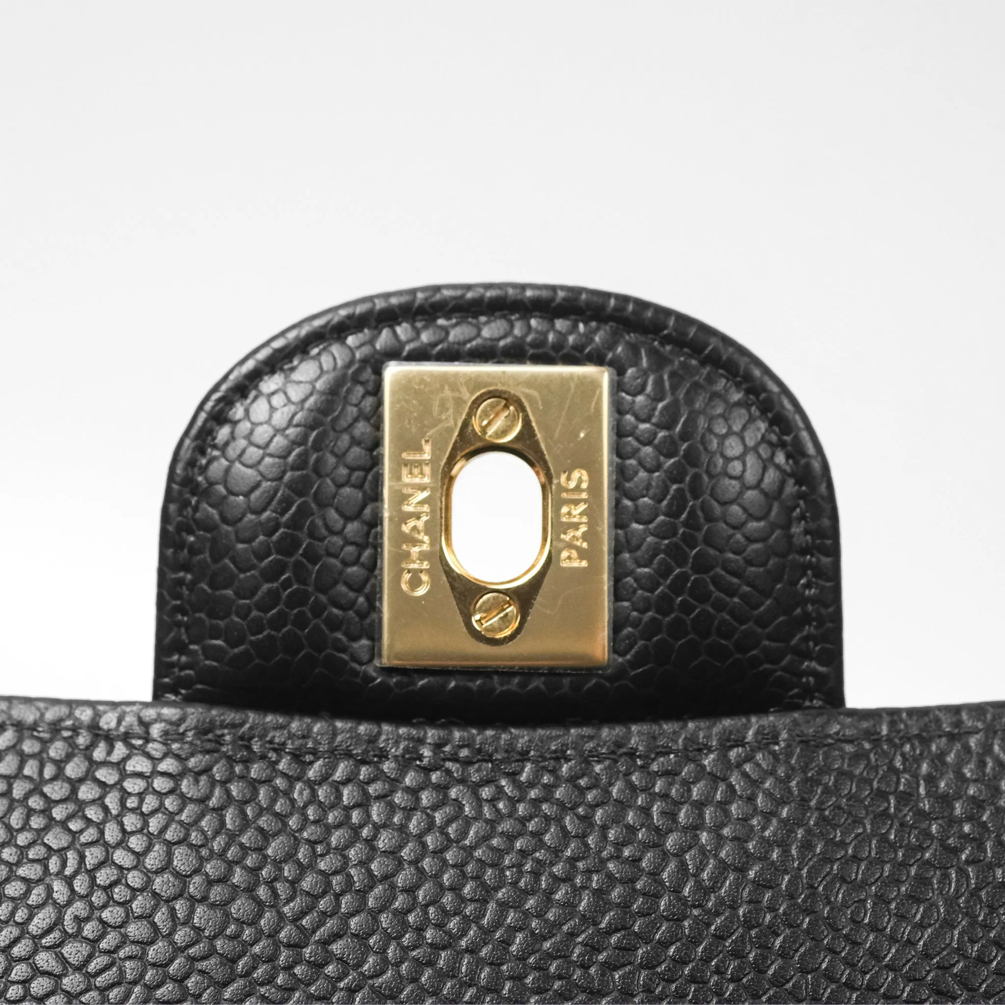 Chanel Classic M/L Medium Flap Quilted Black Caviar Gold Hardware