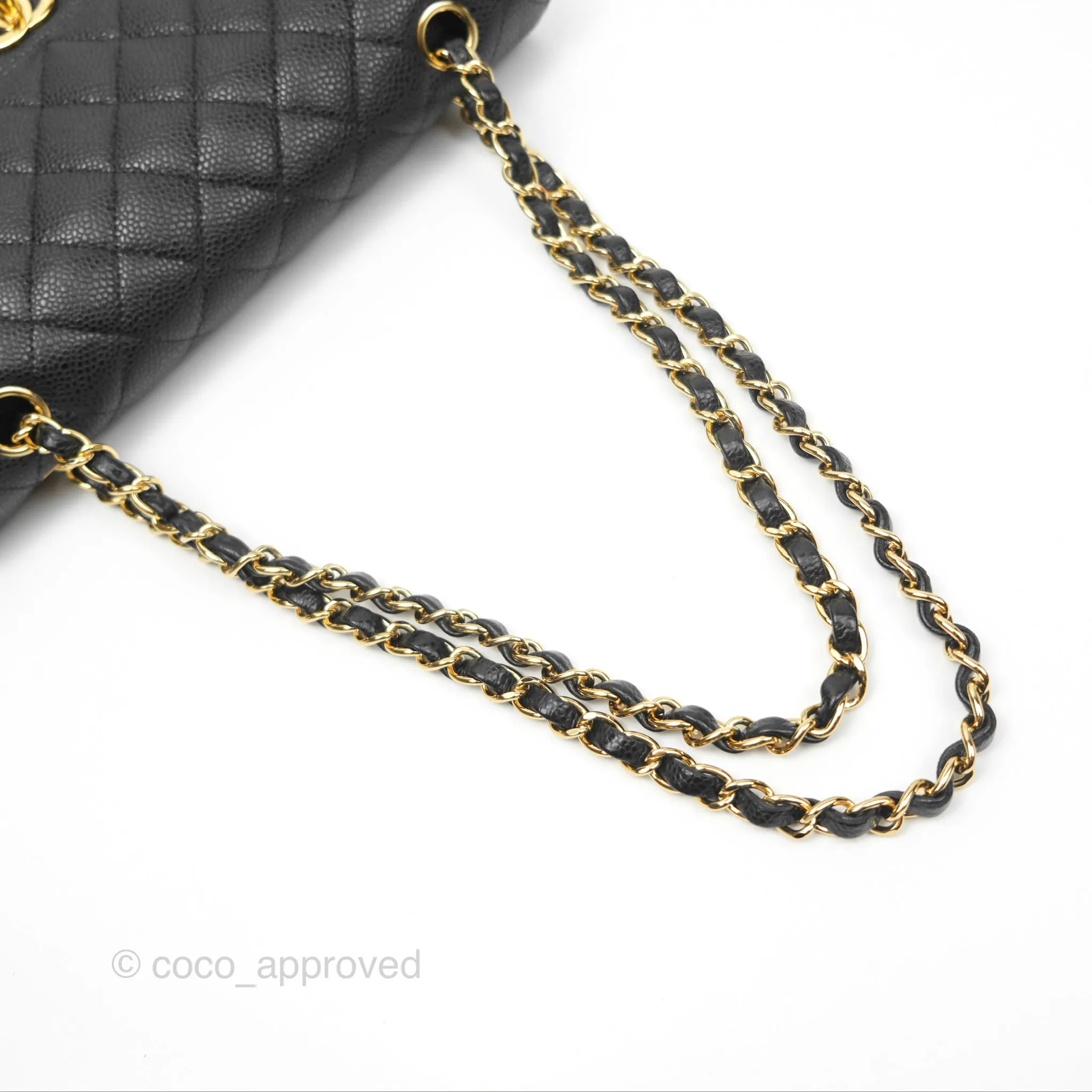 Chanel Classic M/L Medium Flap Quilted Black Caviar Gold Hardware