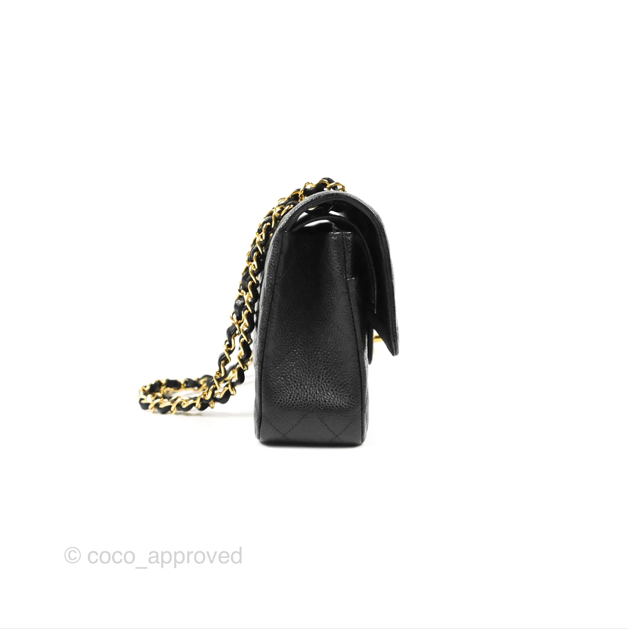 Chanel Classic M/L Medium Flap Quilted Black Caviar Gold Hardware