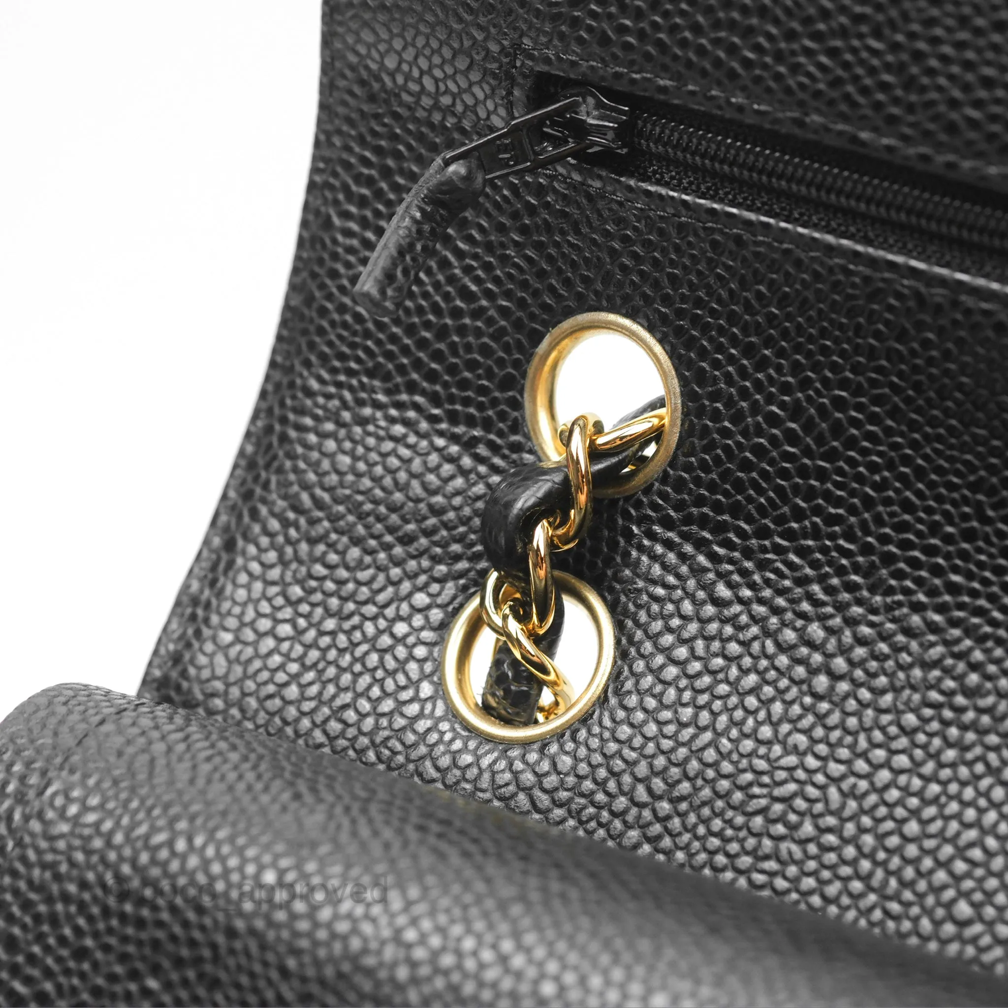 Chanel Classic M/L Medium Flap Quilted Black Caviar Gold Hardware