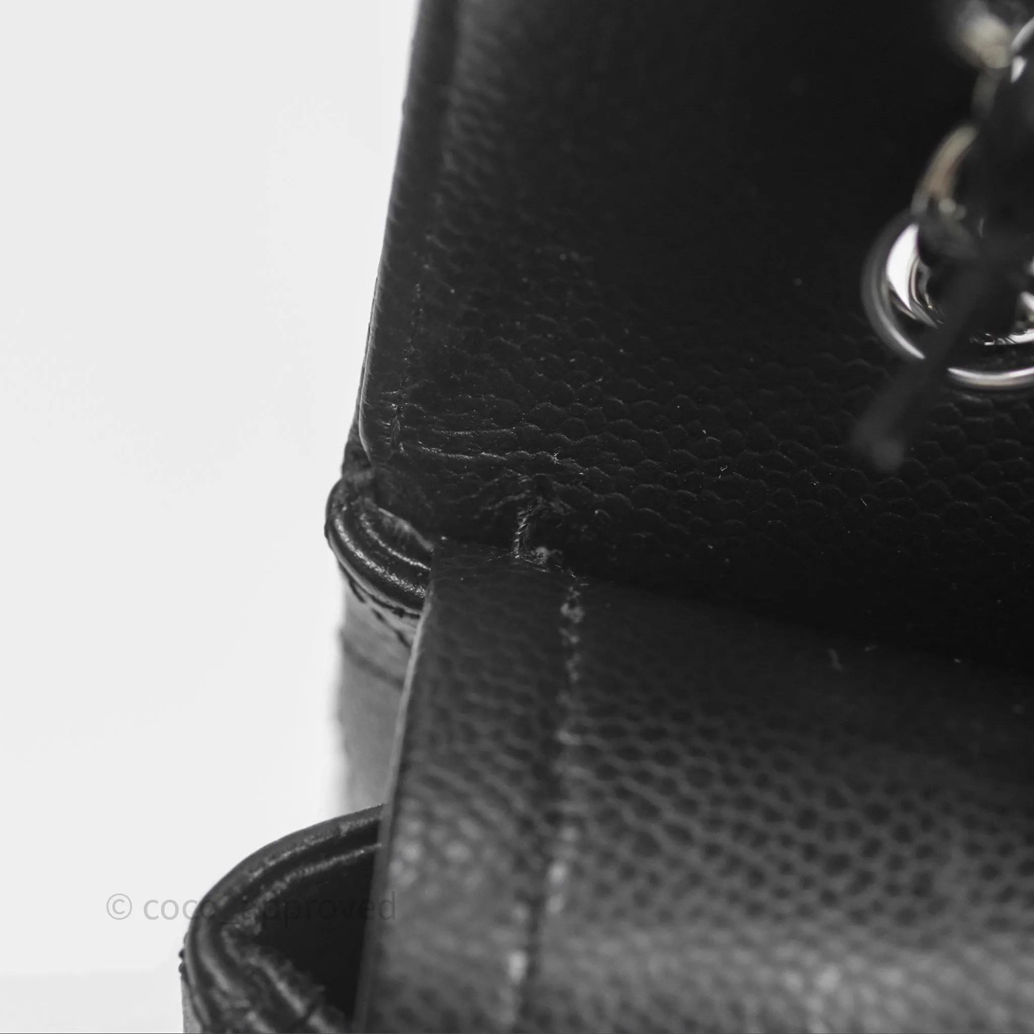 Chanel Classic M/L Medium Flap Quilted Black Caviar Silver Hardware