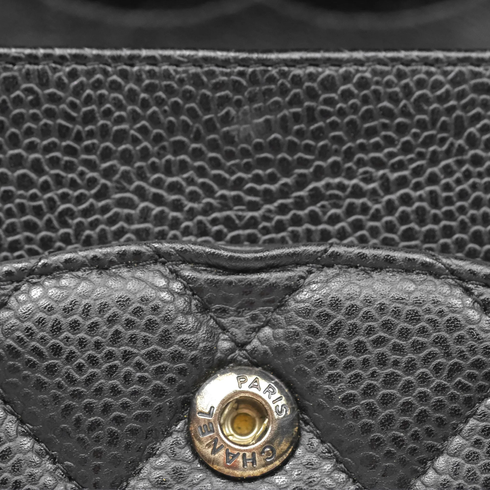 Chanel Classic M/L Medium Flap Quilted Black Caviar Silver Hardware