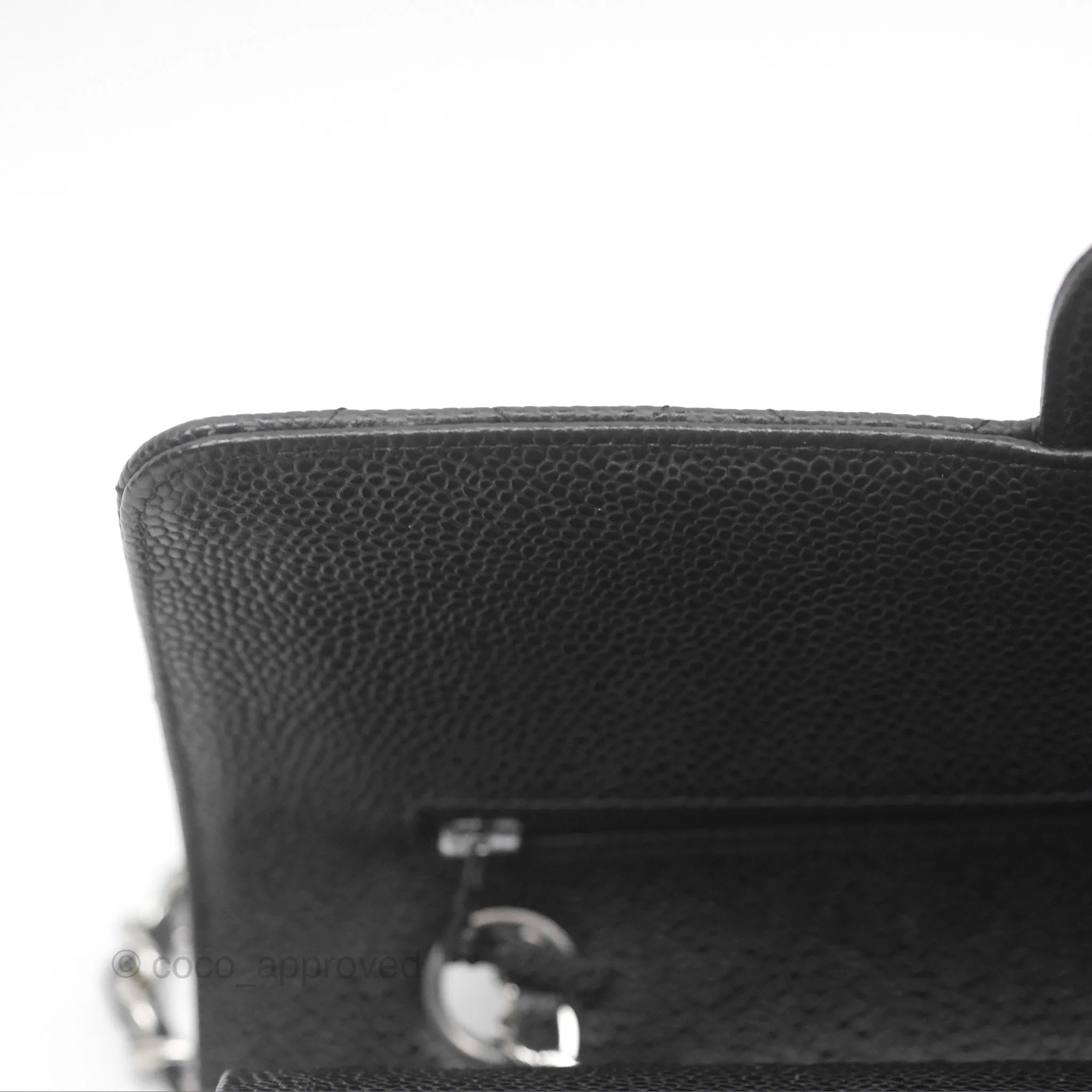 Chanel Classic M/L Medium Flap Quilted Black Caviar Silver Hardware