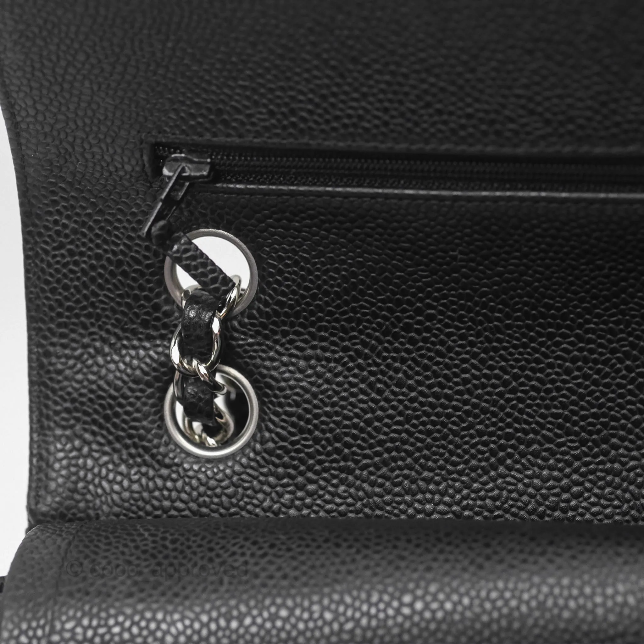 Chanel Classic M/L Medium Flap Quilted Black Caviar Silver Hardware