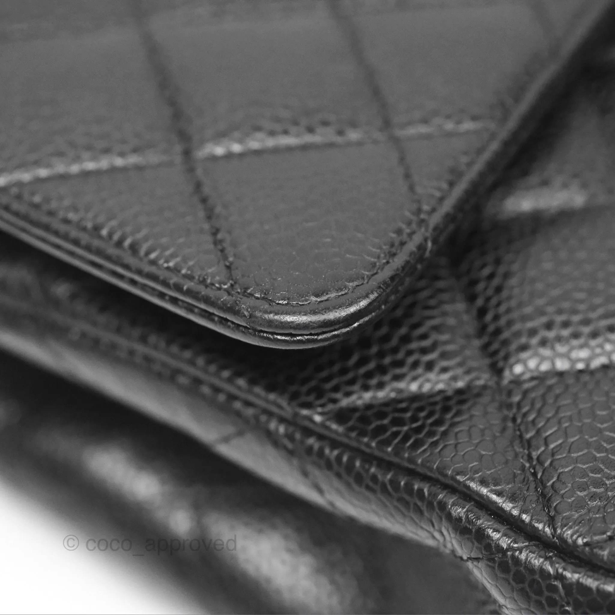 Chanel Classic M/L Medium Flap Quilted Black Caviar Silver Hardware