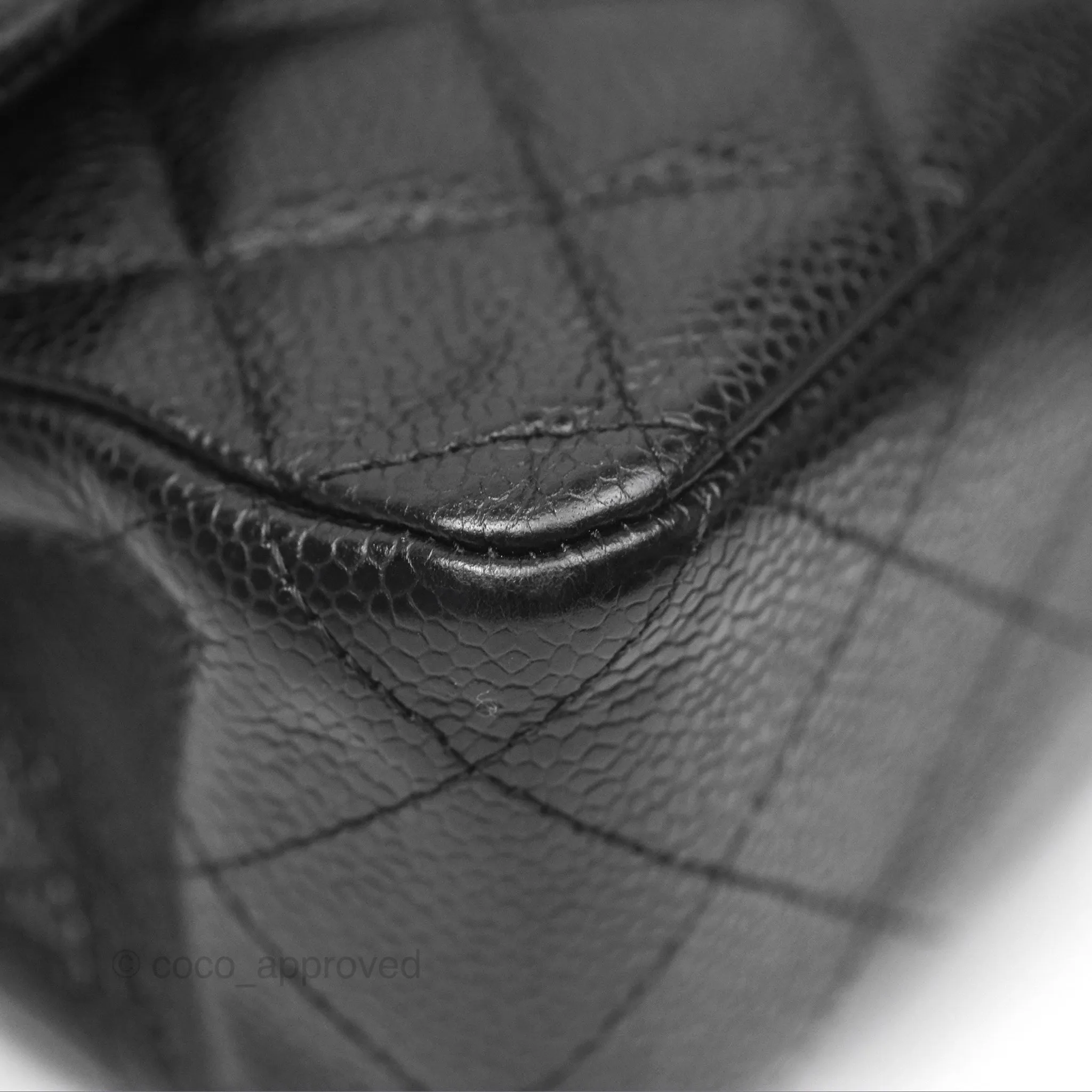 Chanel Classic M/L Medium Flap Quilted Black Caviar Silver Hardware