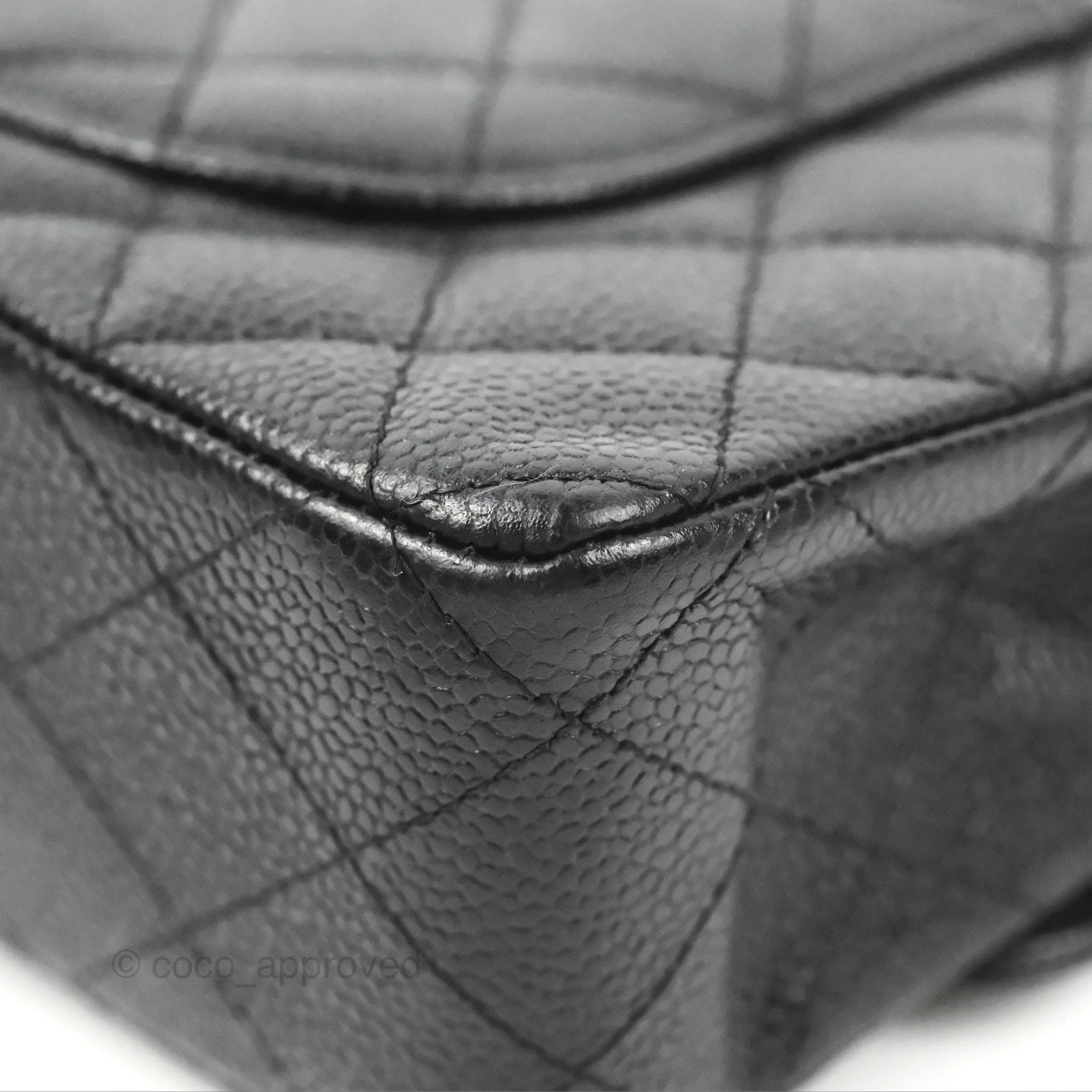 Chanel Classic M/L Medium Flap Quilted Black Caviar Silver Hardware