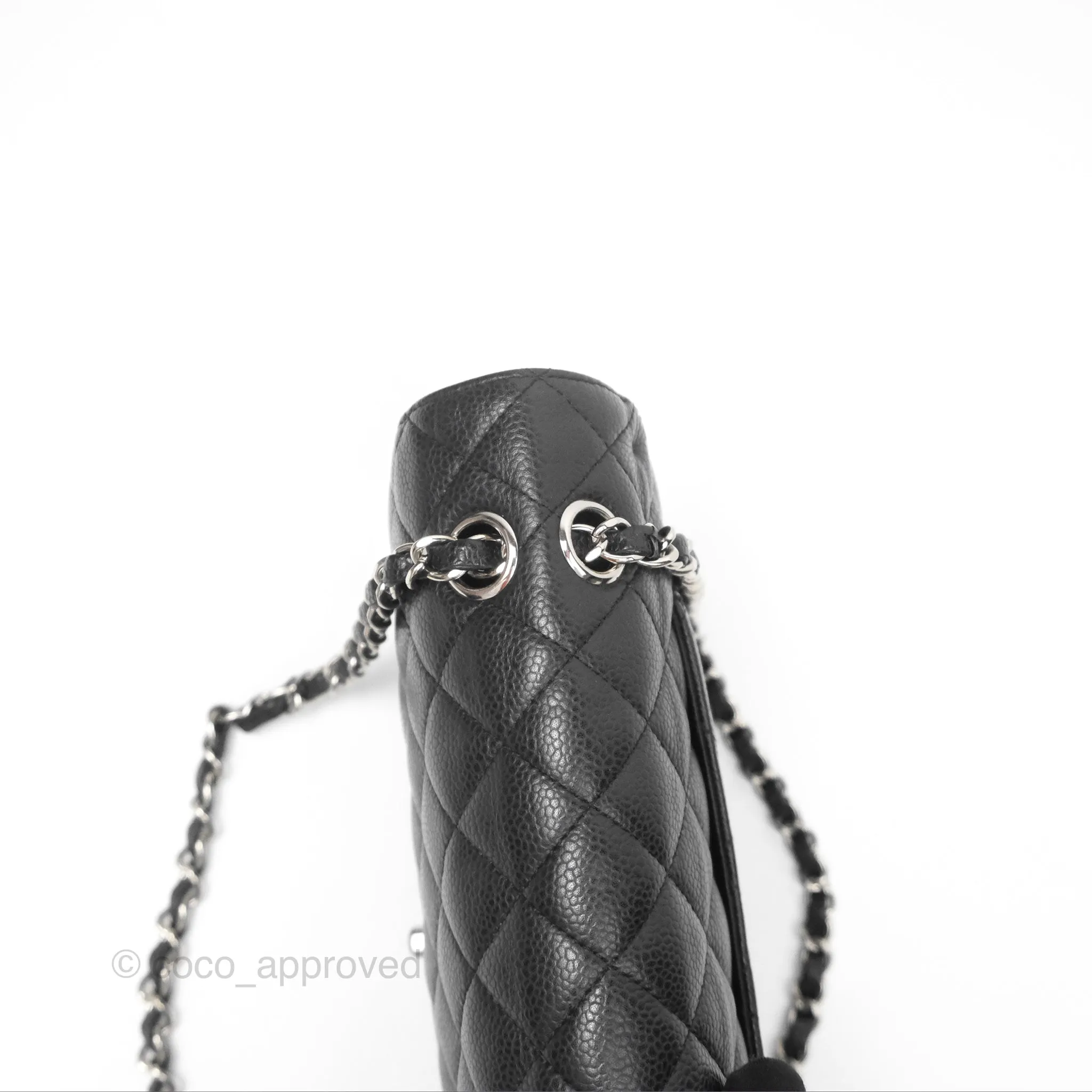 Chanel Classic M/L Medium Flap Quilted Black Caviar Silver Hardware