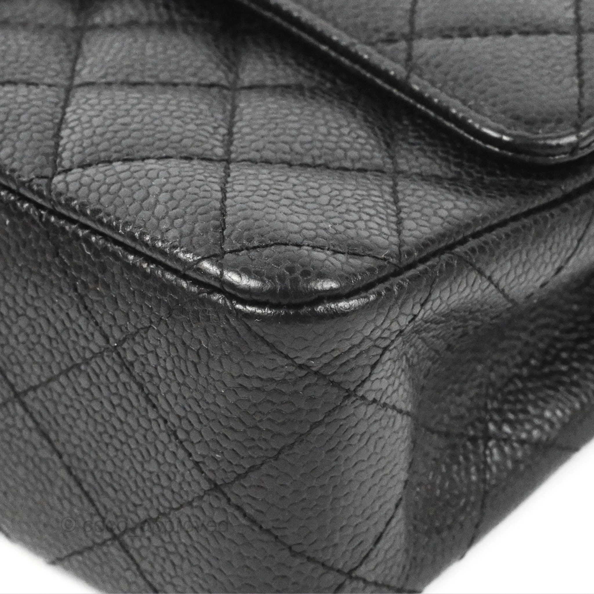 Chanel Classic M/L Medium Flap Quilted Black Caviar Silver Hardware