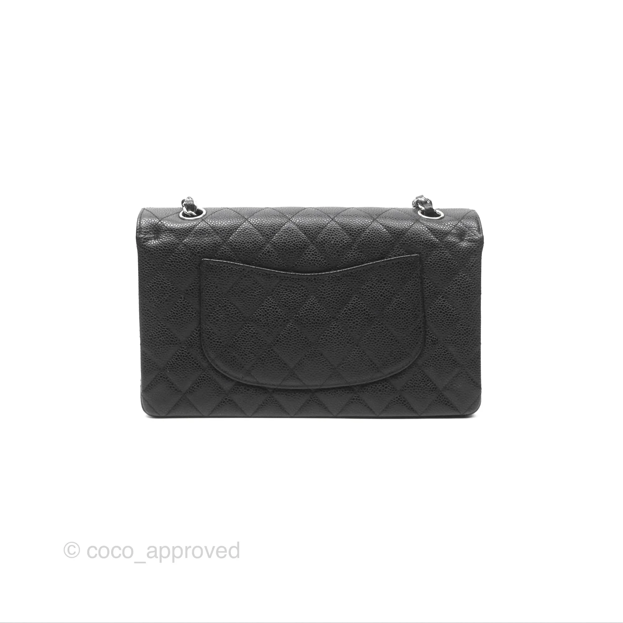 Chanel Classic M/L Medium Flap Quilted Black Caviar Silver Hardware