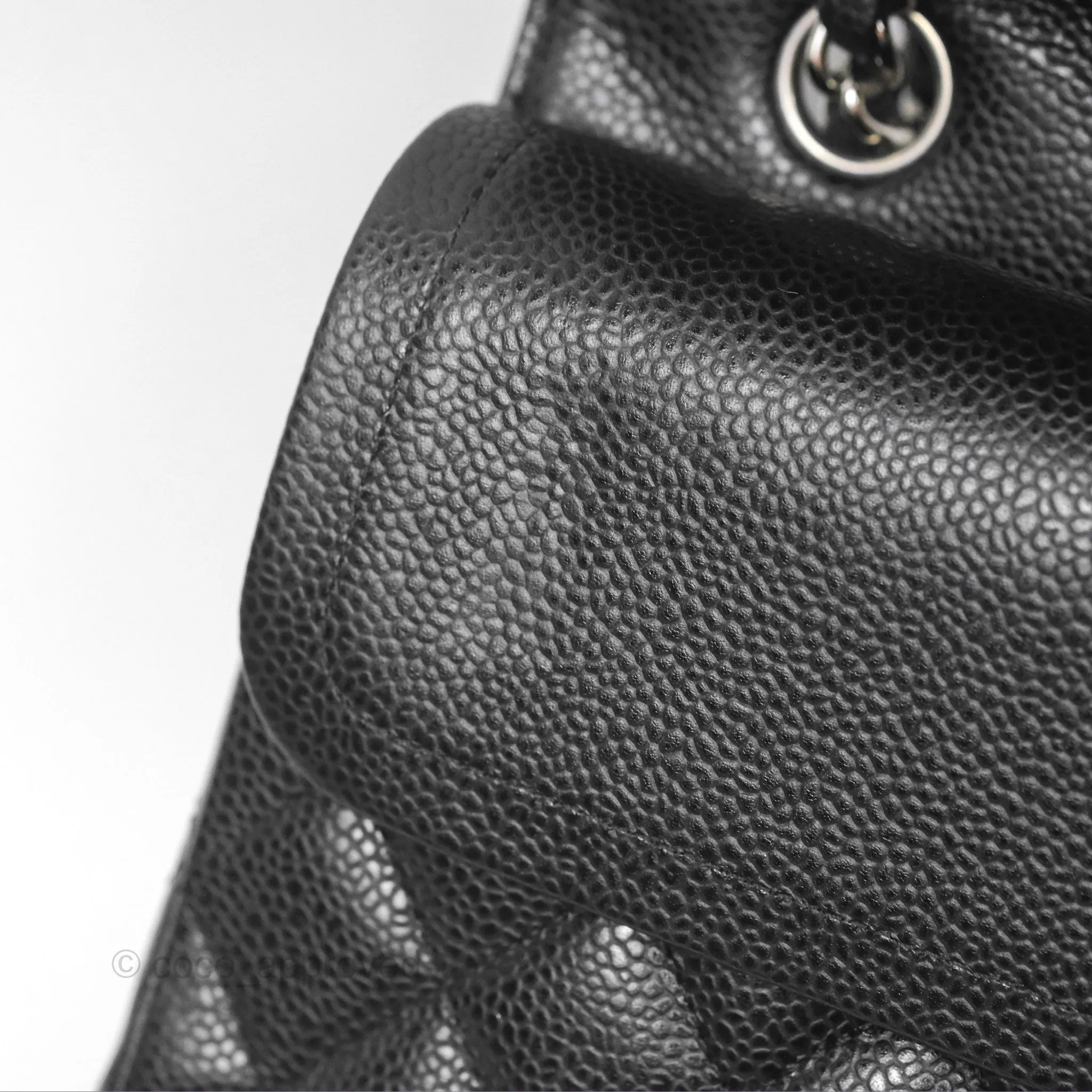Chanel Classic M/L Medium Flap Quilted Black Caviar Silver Hardware