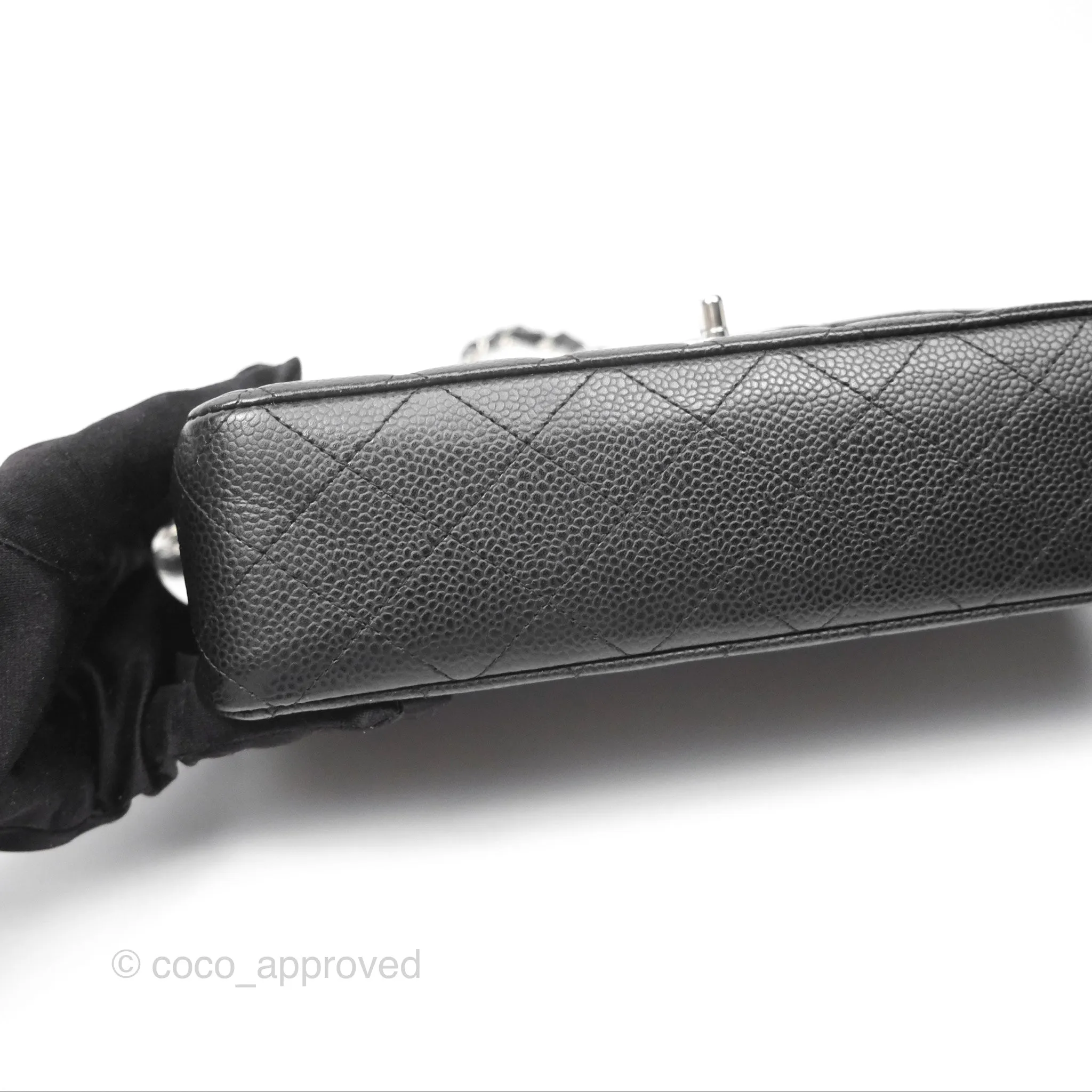Chanel Classic M/L Medium Flap Quilted Black Caviar Silver Hardware