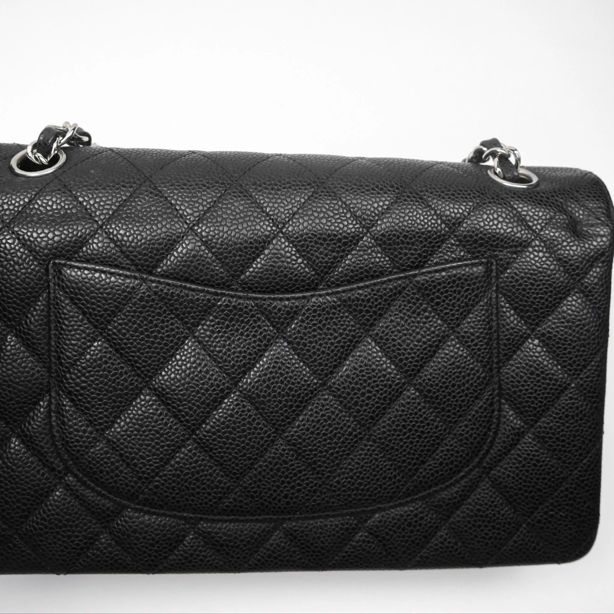 Chanel Classic M/L Medium Flap Quilted Black Caviar Silver Hardware