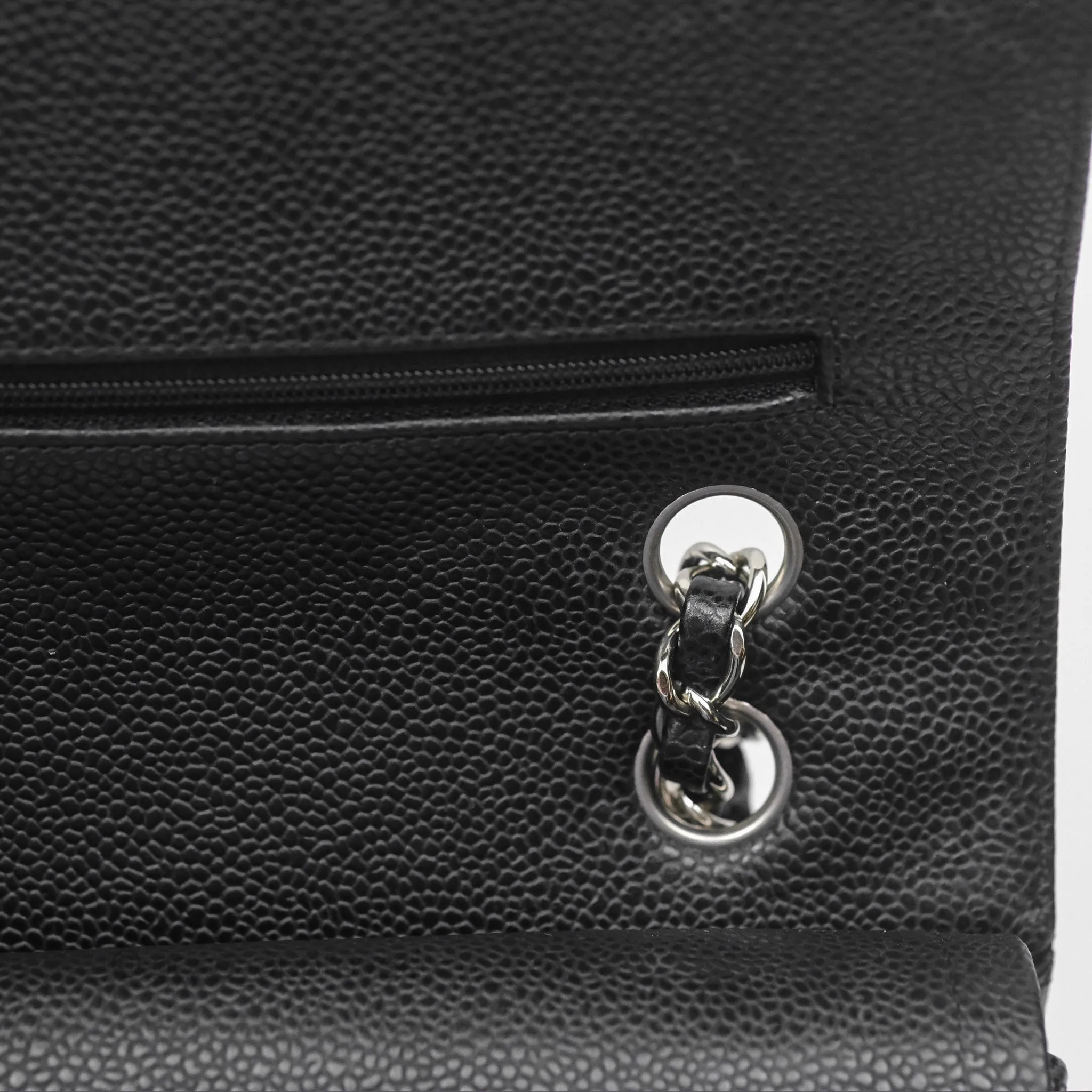 Chanel Classic M/L Medium Flap Quilted Black Caviar Silver Hardware