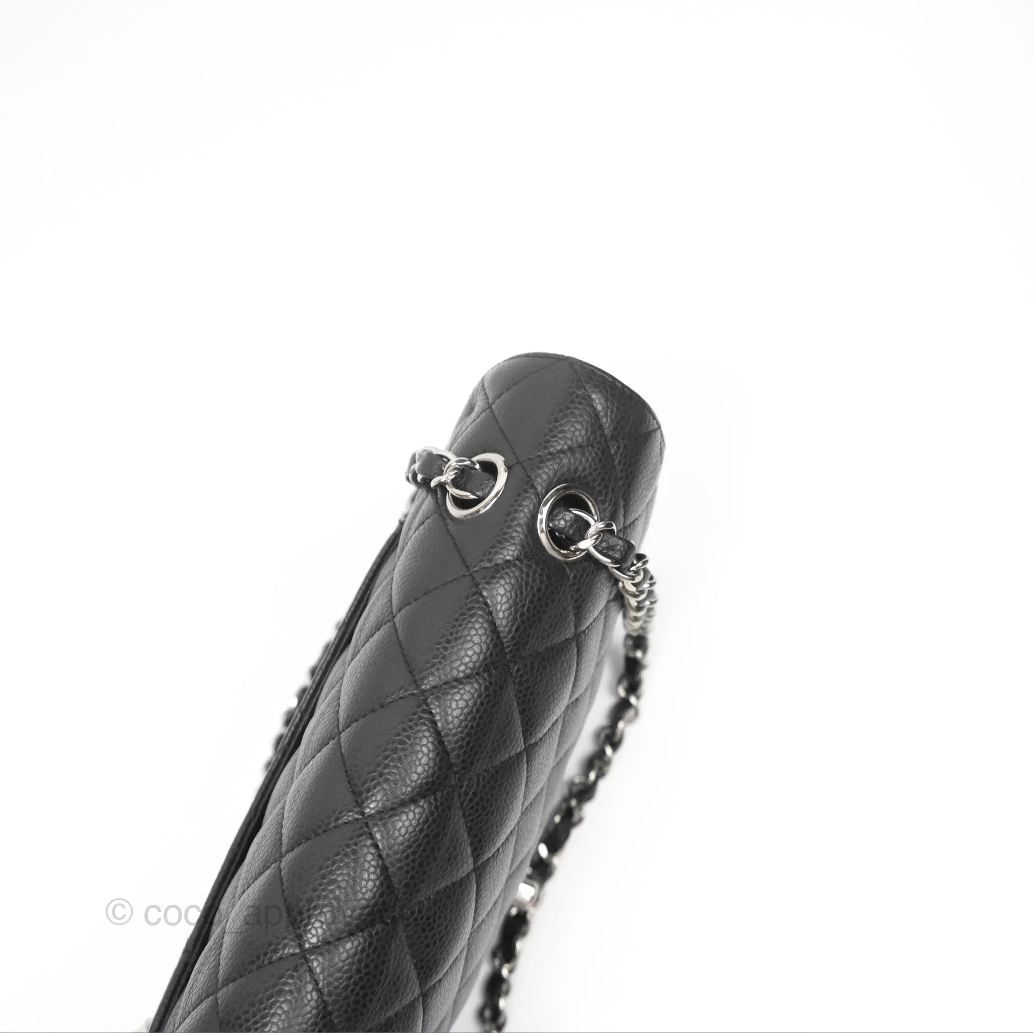 Chanel Classic M/L Medium Flap Quilted Black Caviar Silver Hardware