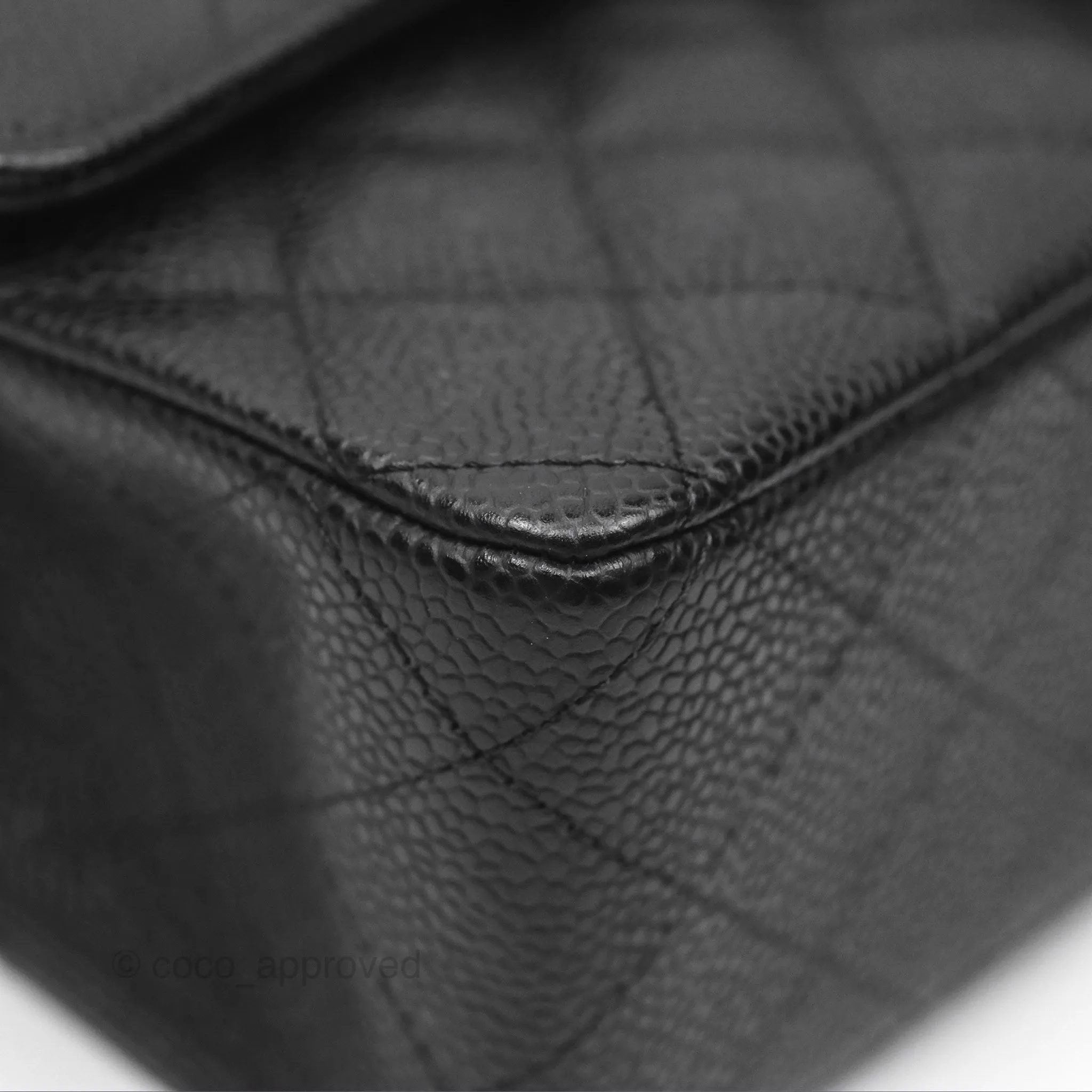 Chanel Classic M/L Medium Flap Quilted Black Caviar Silver Hardware