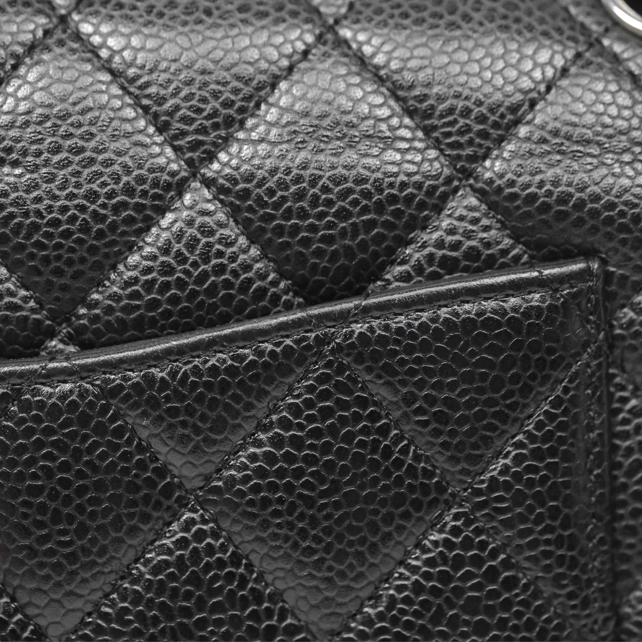 Chanel Classic M/L Medium Flap Quilted Black Caviar Silver Hardware
