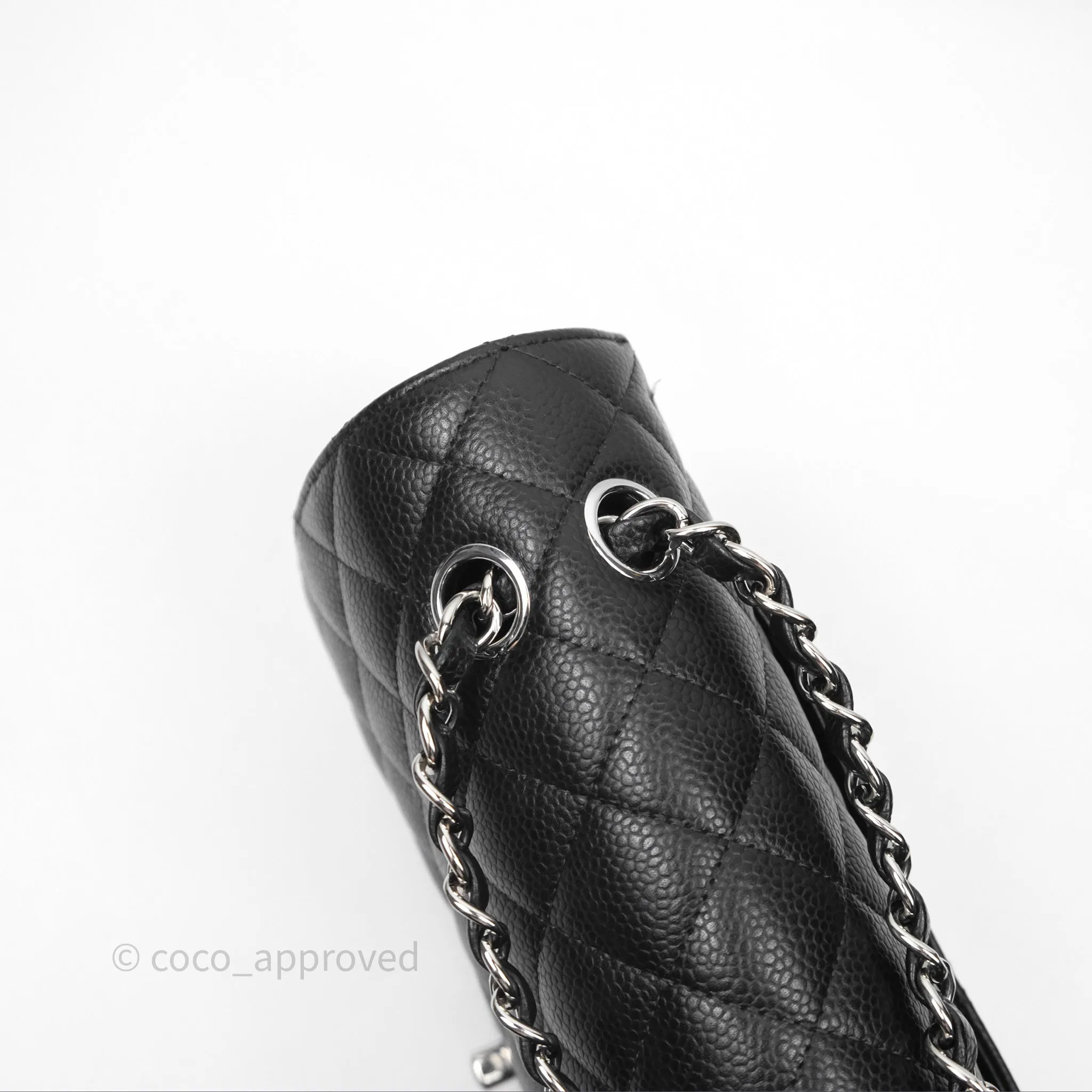 Chanel Classic M/L Medium Flap Quilted Black Caviar Silver Hardware