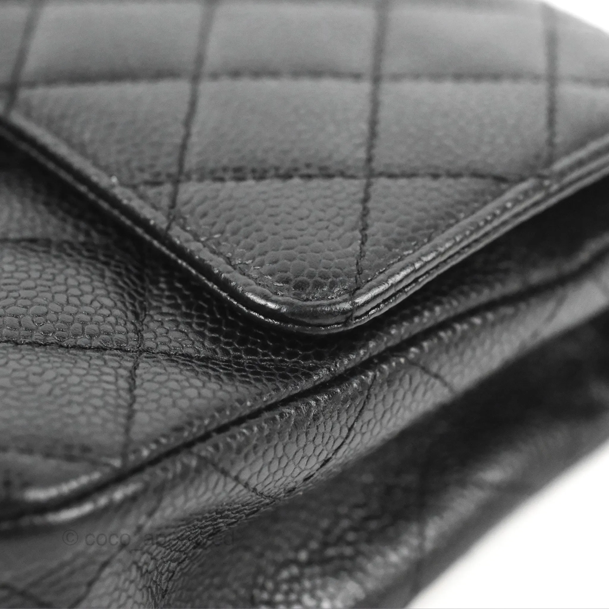 Chanel Classic M/L Medium Flap Quilted Black Caviar Silver Hardware