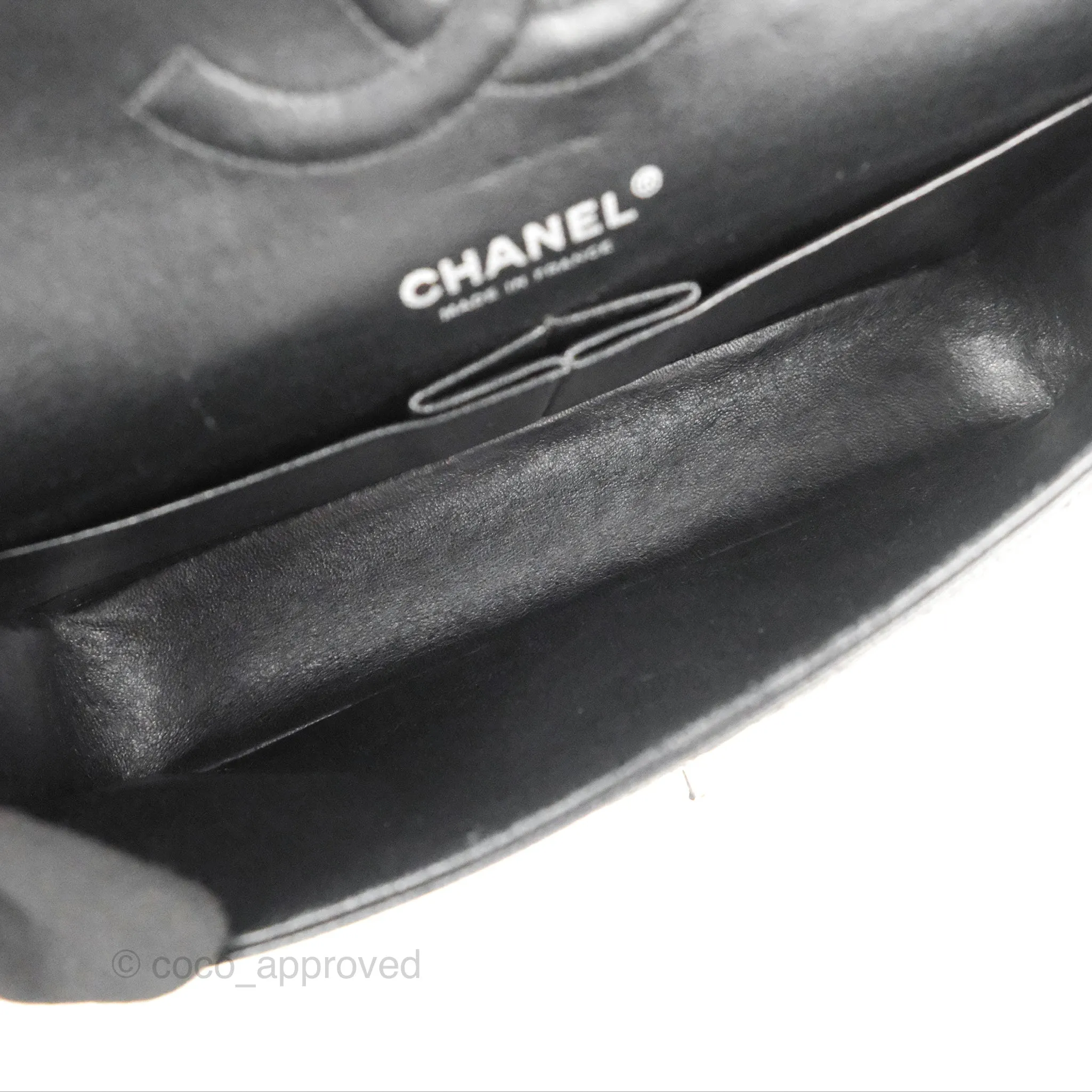 Chanel Classic M/L Medium Flap Quilted Black Caviar Silver Hardware