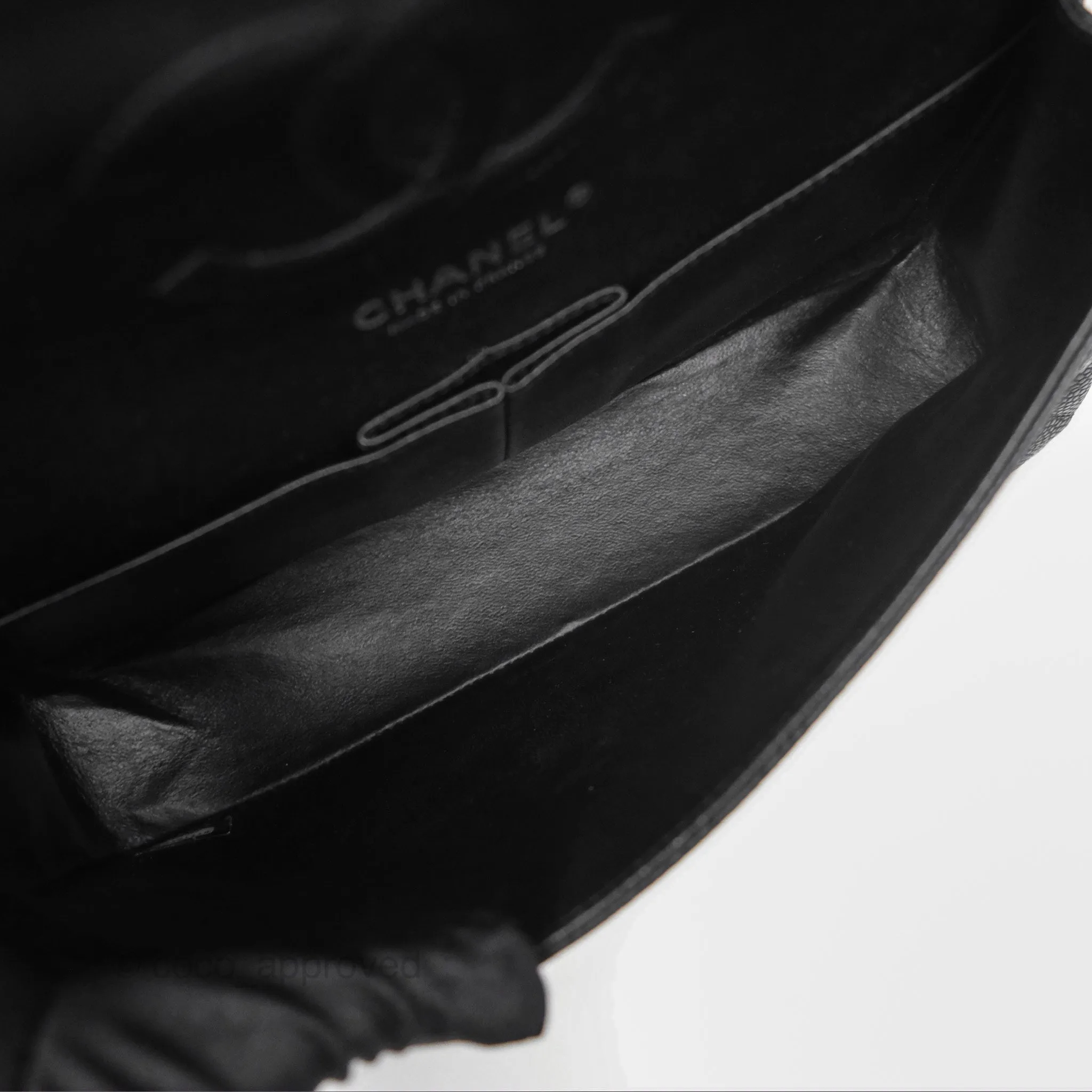 Chanel Classic M/L Medium Flap Quilted Black Caviar Silver Hardware