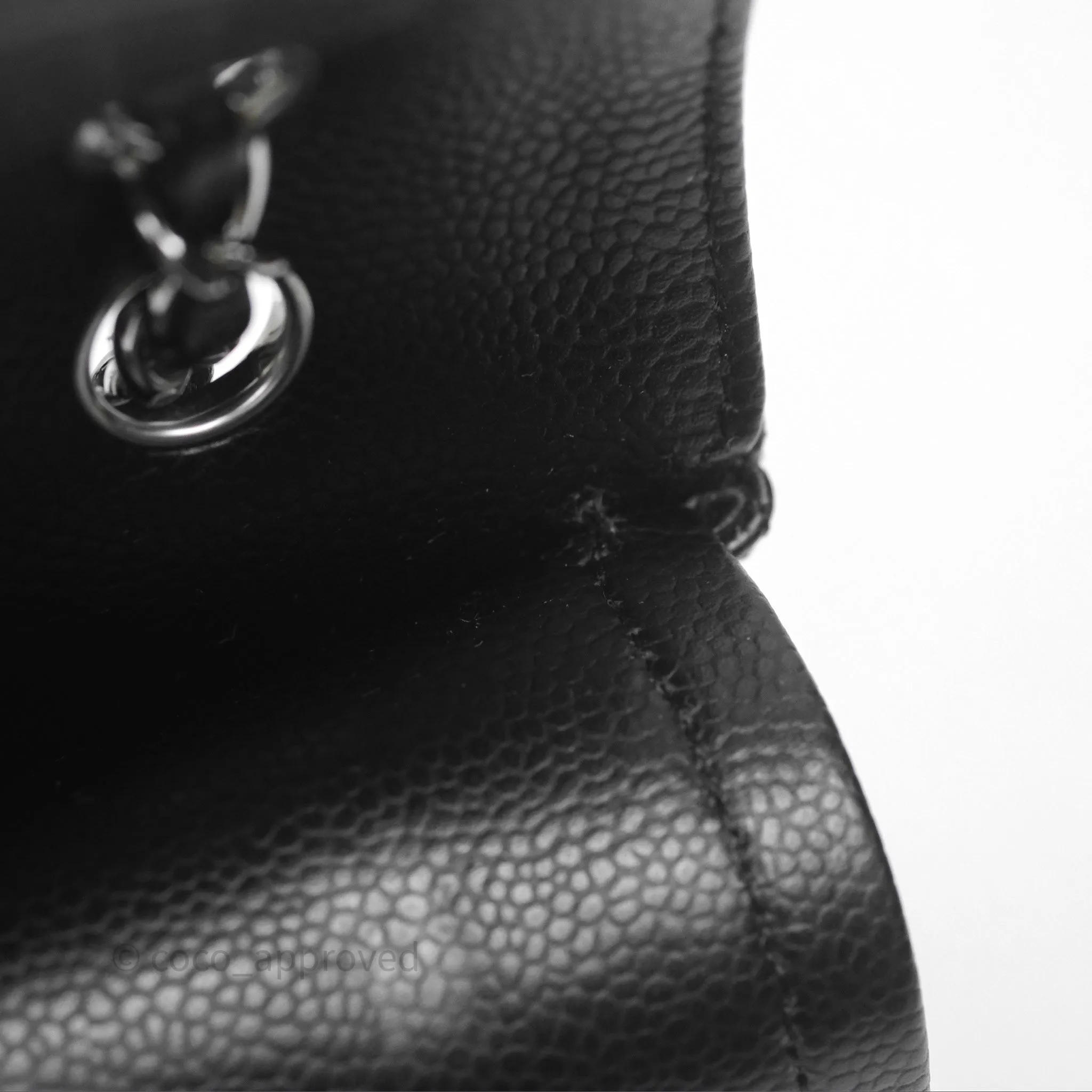 Chanel Classic M/L Medium Flap Quilted Black Caviar Silver Hardware