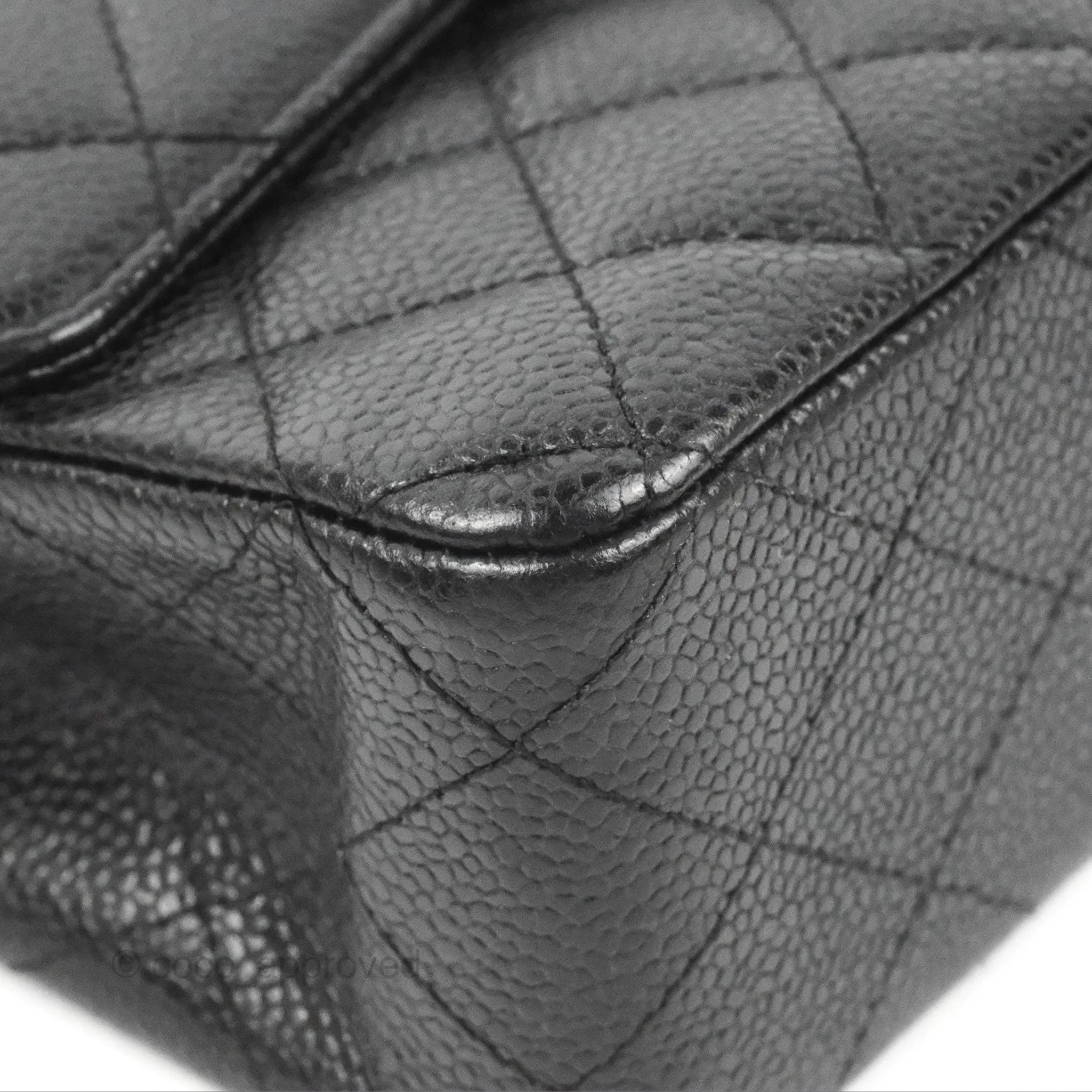 Chanel Classic M/L Medium Flap Quilted Black Caviar Silver Hardware