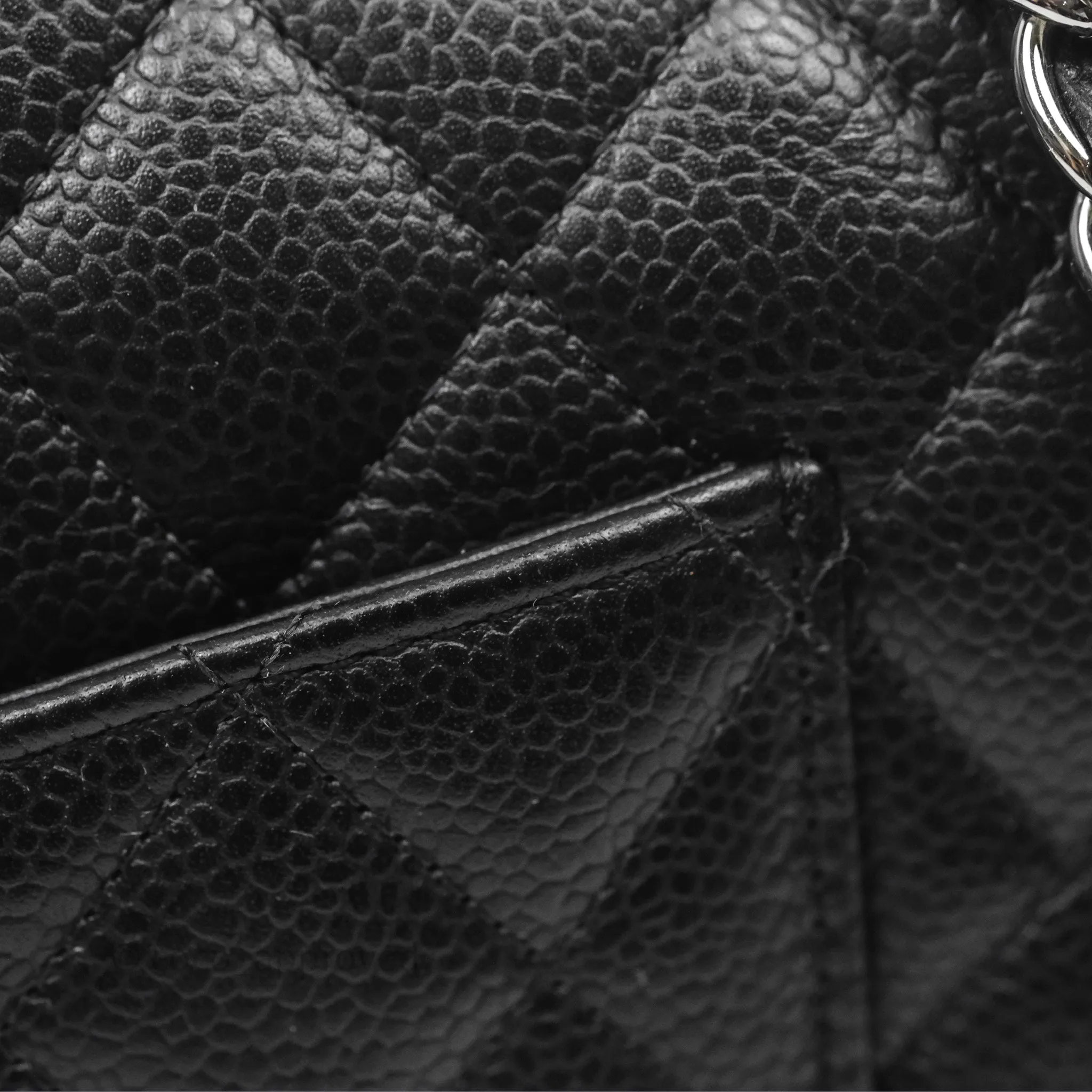 Chanel Classic M/L Medium Flap Quilted Black Caviar Silver Hardware