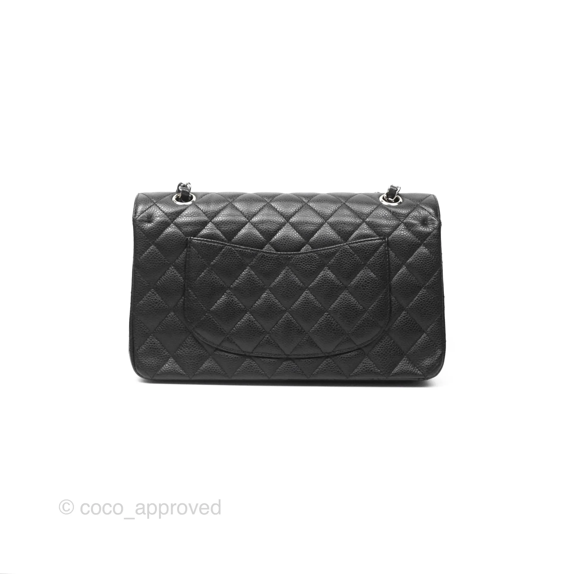 Chanel Classic M/L Medium Flap Quilted Black Caviar Silver Hardware