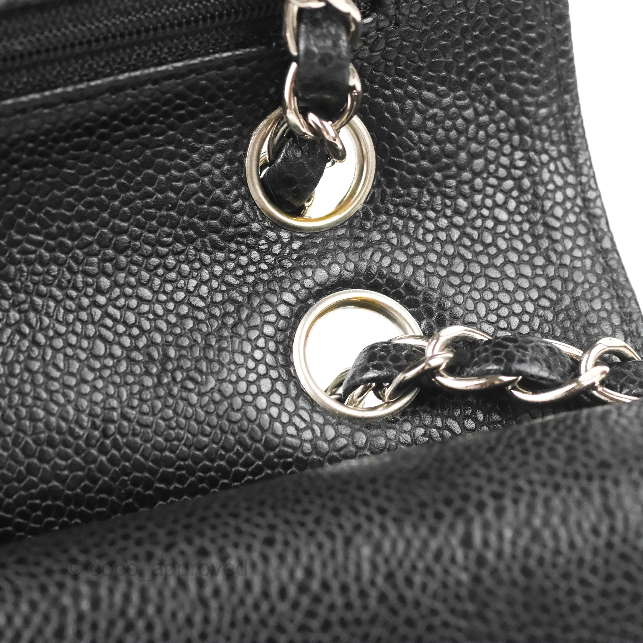Chanel Classic M/L Medium Flap Quilted Black Caviar Silver Hardware