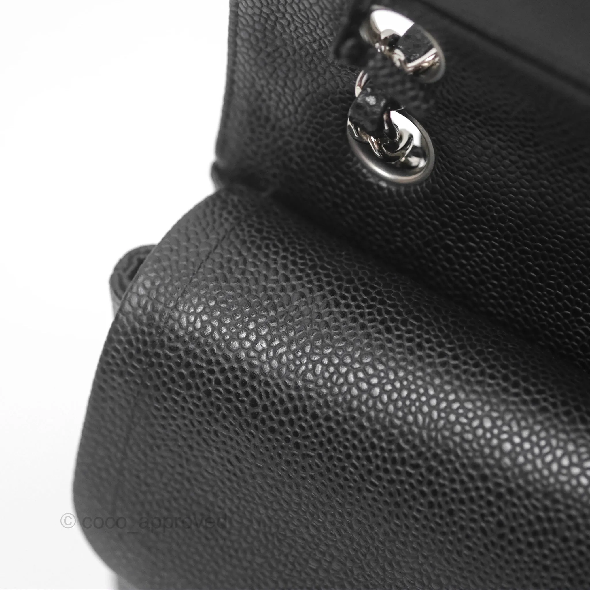Chanel Classic M/L Medium Flap Quilted Black Caviar Silver Hardware