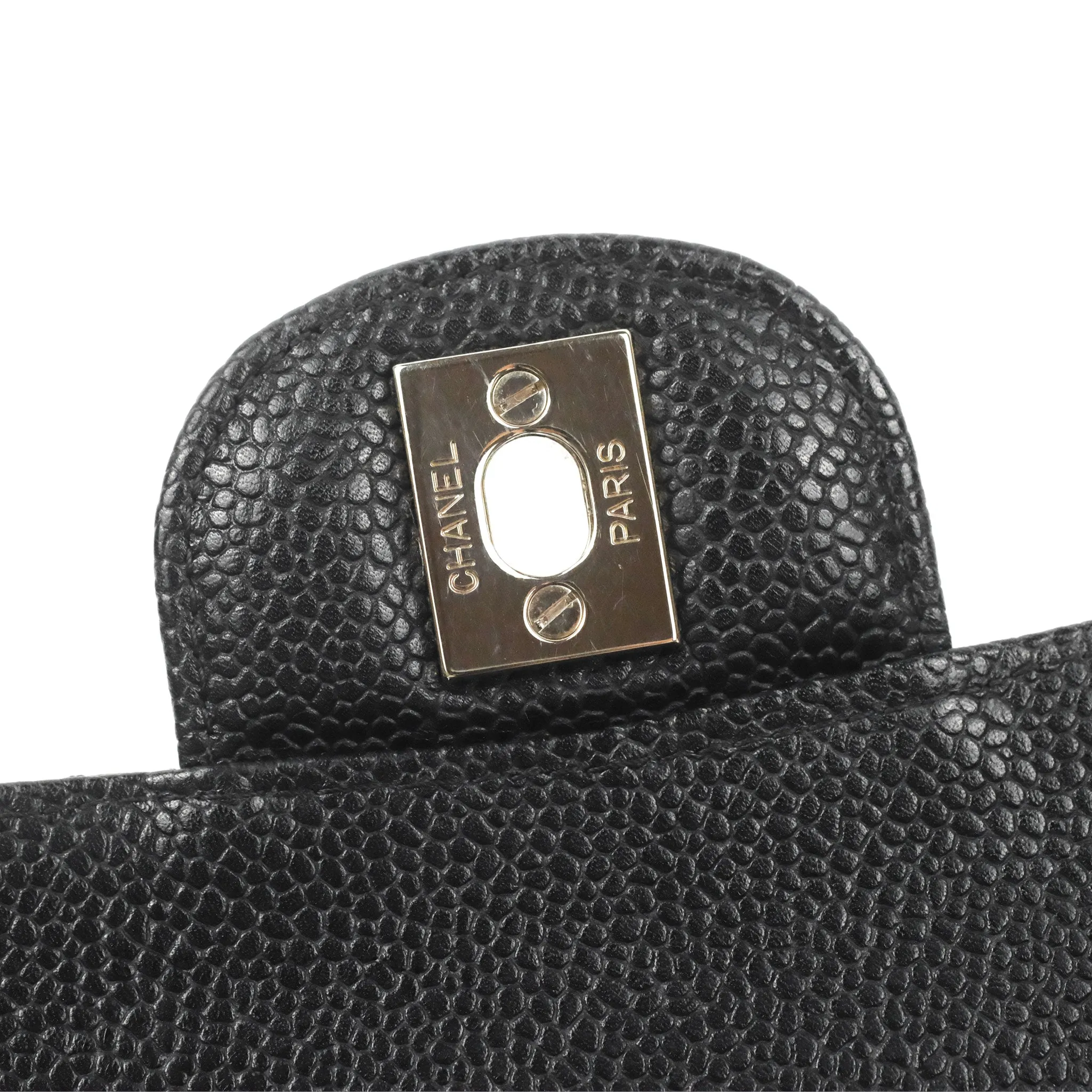 Chanel Classic M/L Medium Flap Quilted Black Caviar Silver Hardware