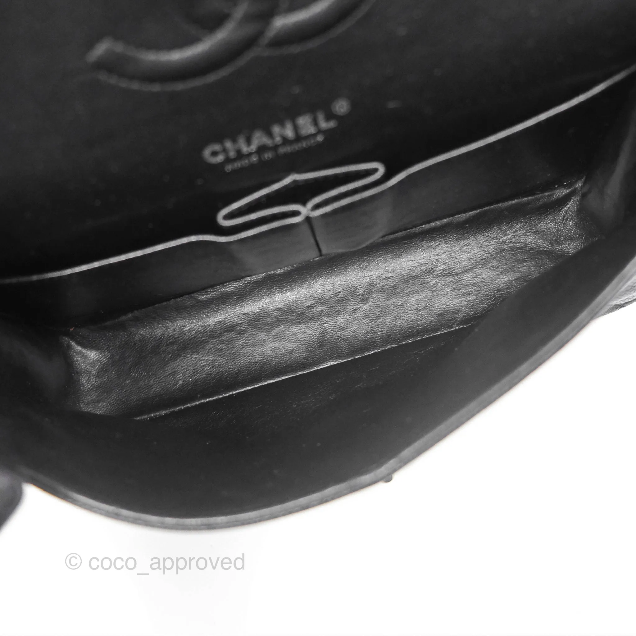 Chanel Classic M/L Medium Flap Quilted Black Caviar Silver Hardware