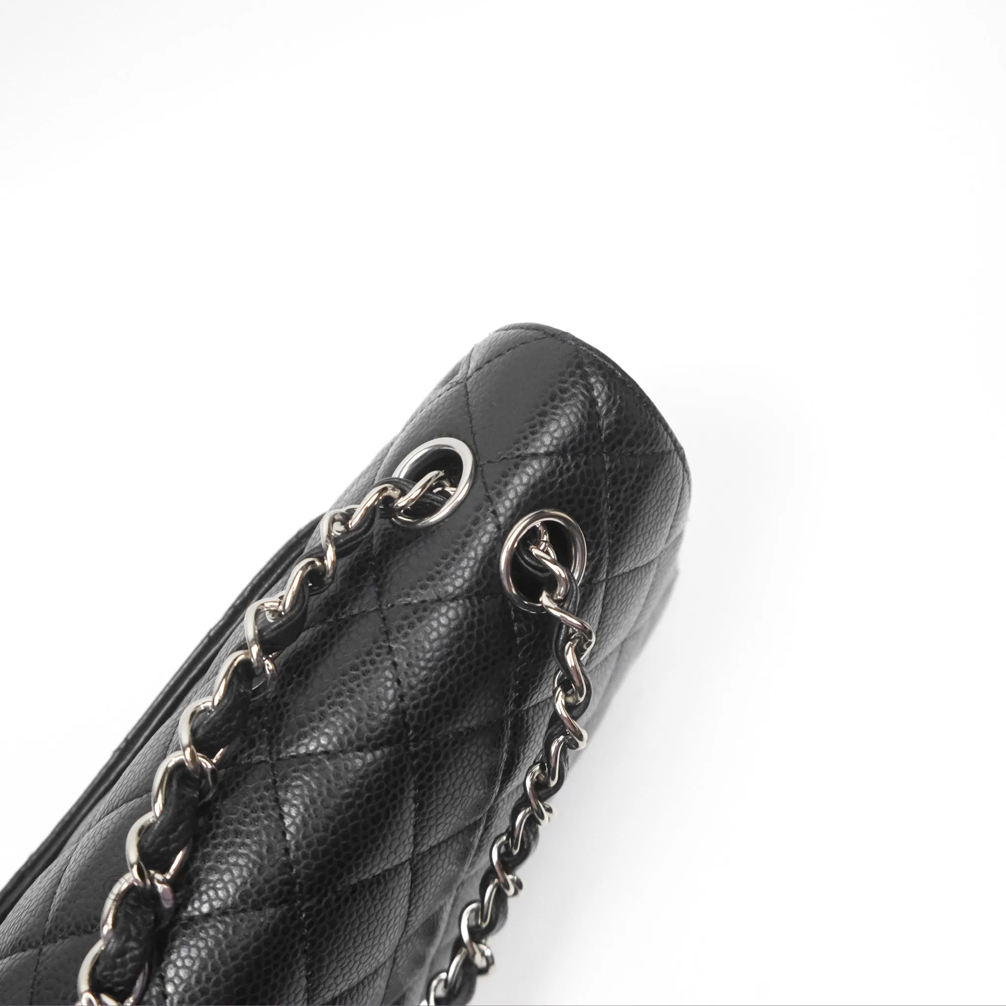 Chanel Classic M/L Medium Flap Quilted Black Caviar Silver Hardware