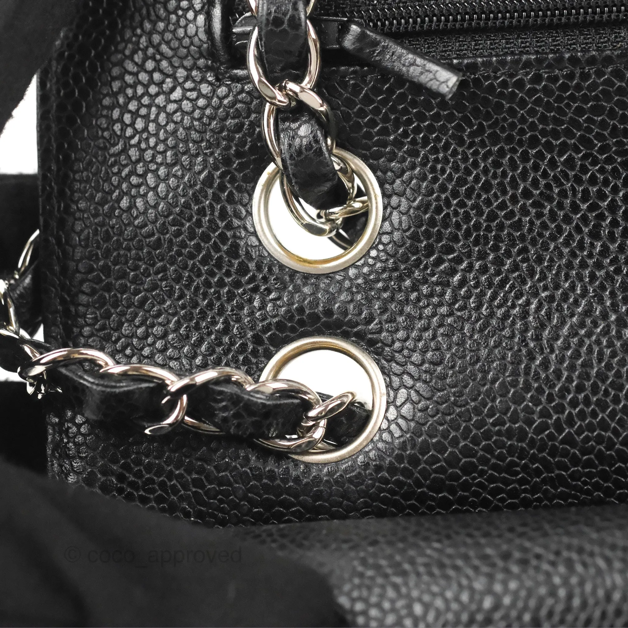 Chanel Classic M/L Medium Flap Quilted Black Caviar Silver Hardware
