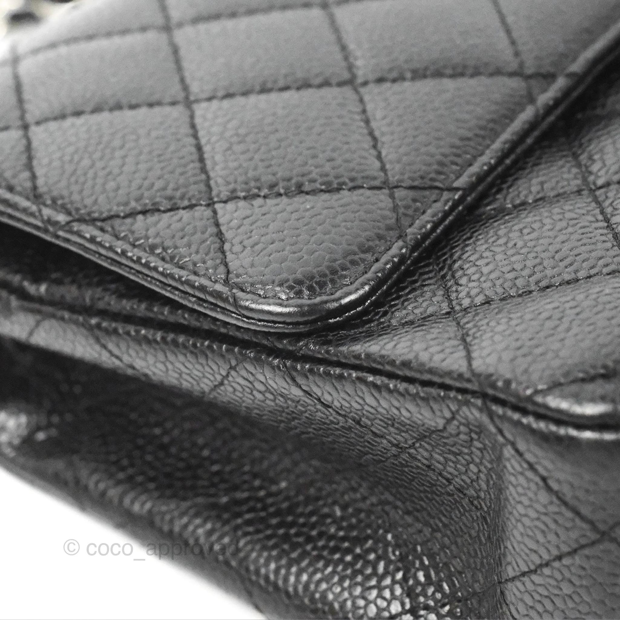 Chanel Classic M/L Medium Flap Quilted Black Caviar Silver Hardware