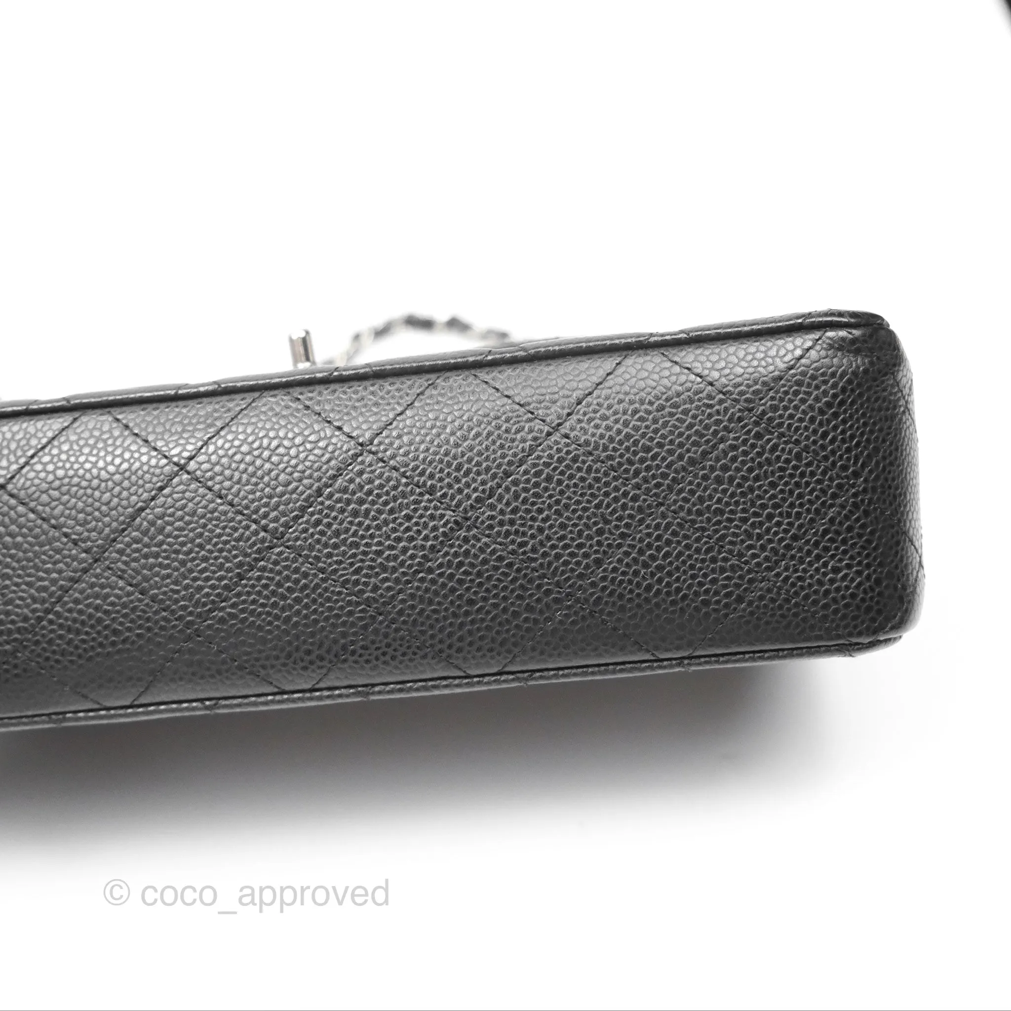 Chanel Classic M/L Medium Flap Quilted Black Caviar Silver Hardware