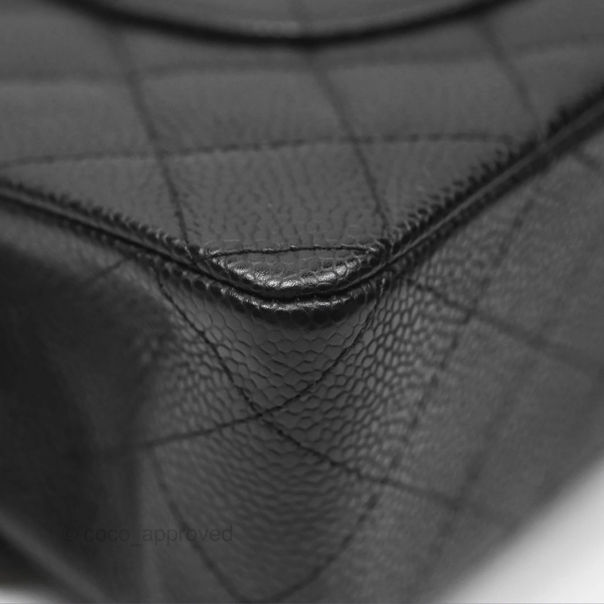 Chanel Classic M/L Medium Flap Quilted Black Caviar Silver Hardware