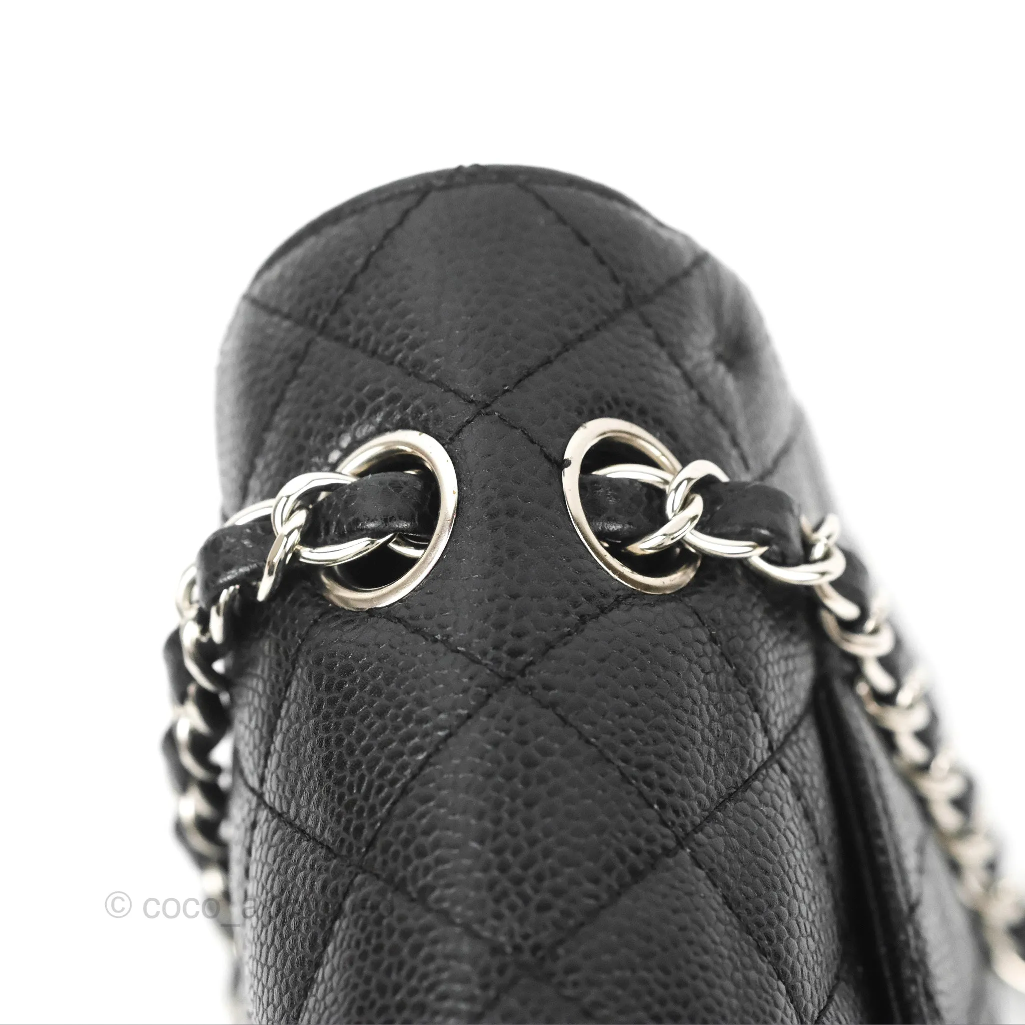 Chanel Classic M/L Medium Flap Quilted Black Caviar Silver Hardware