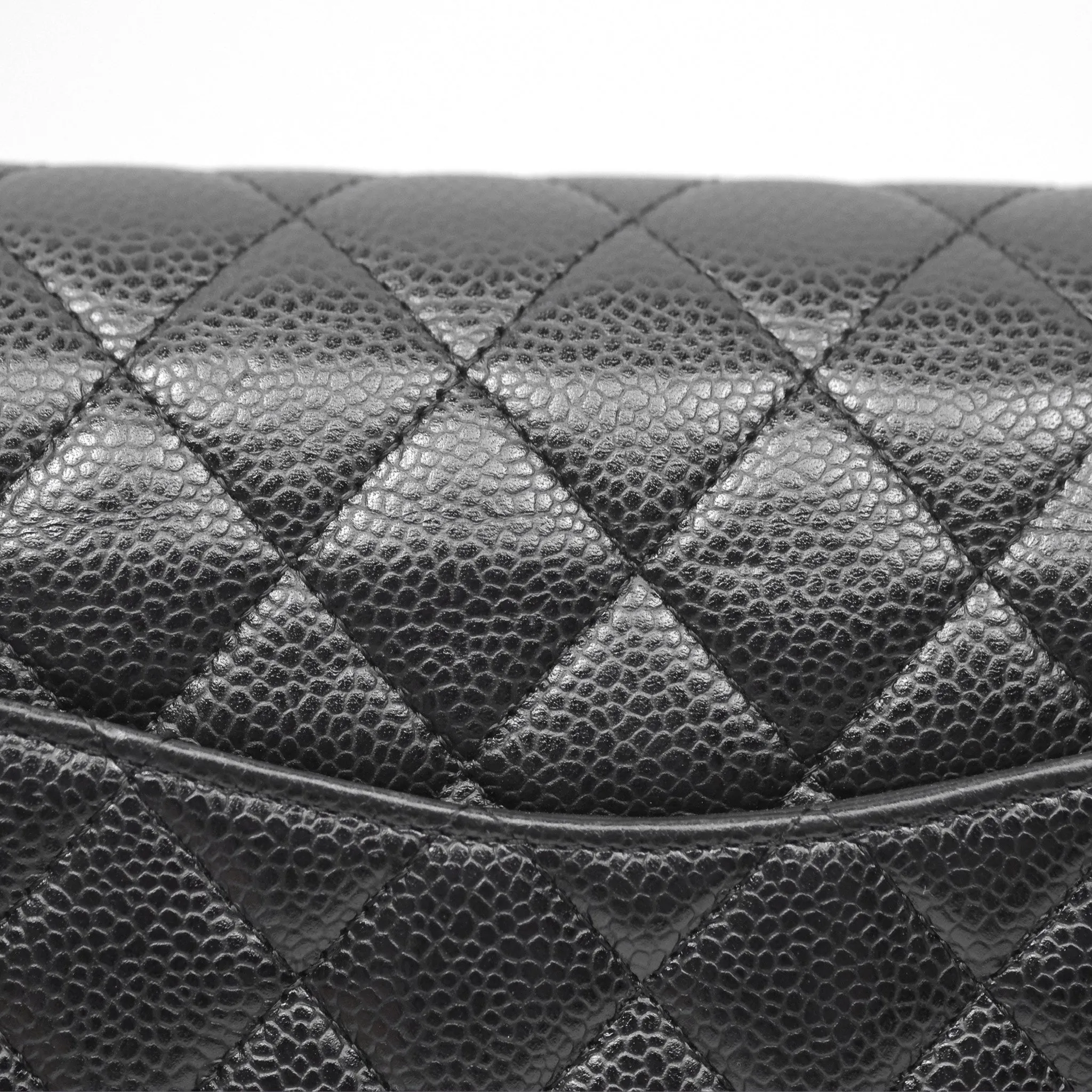 Chanel Classic M/L Medium Flap Quilted Black Caviar Silver Hardware