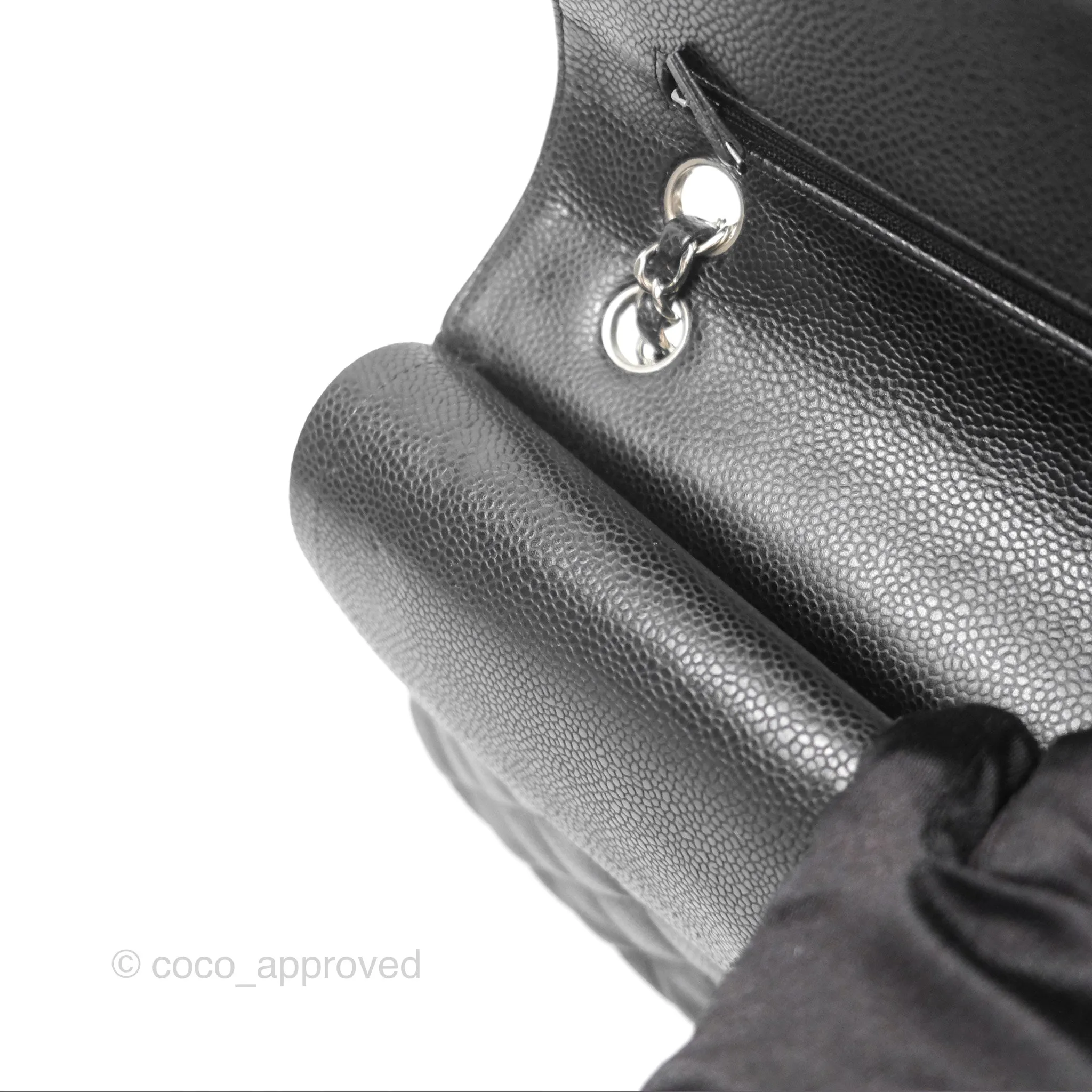 Chanel Classic M/L Medium Flap Quilted Black Caviar Silver Hardware