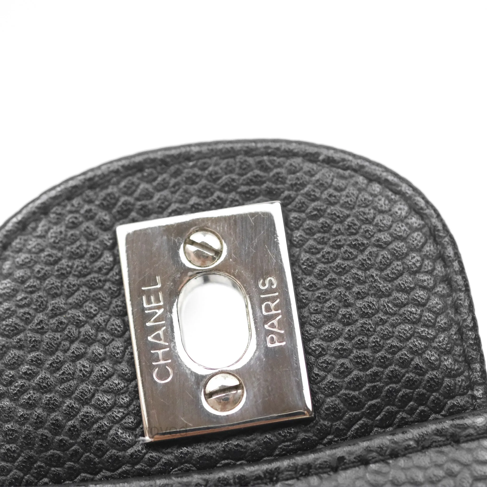 Chanel Classic M/L Medium Flap Quilted Black Caviar Silver Hardware