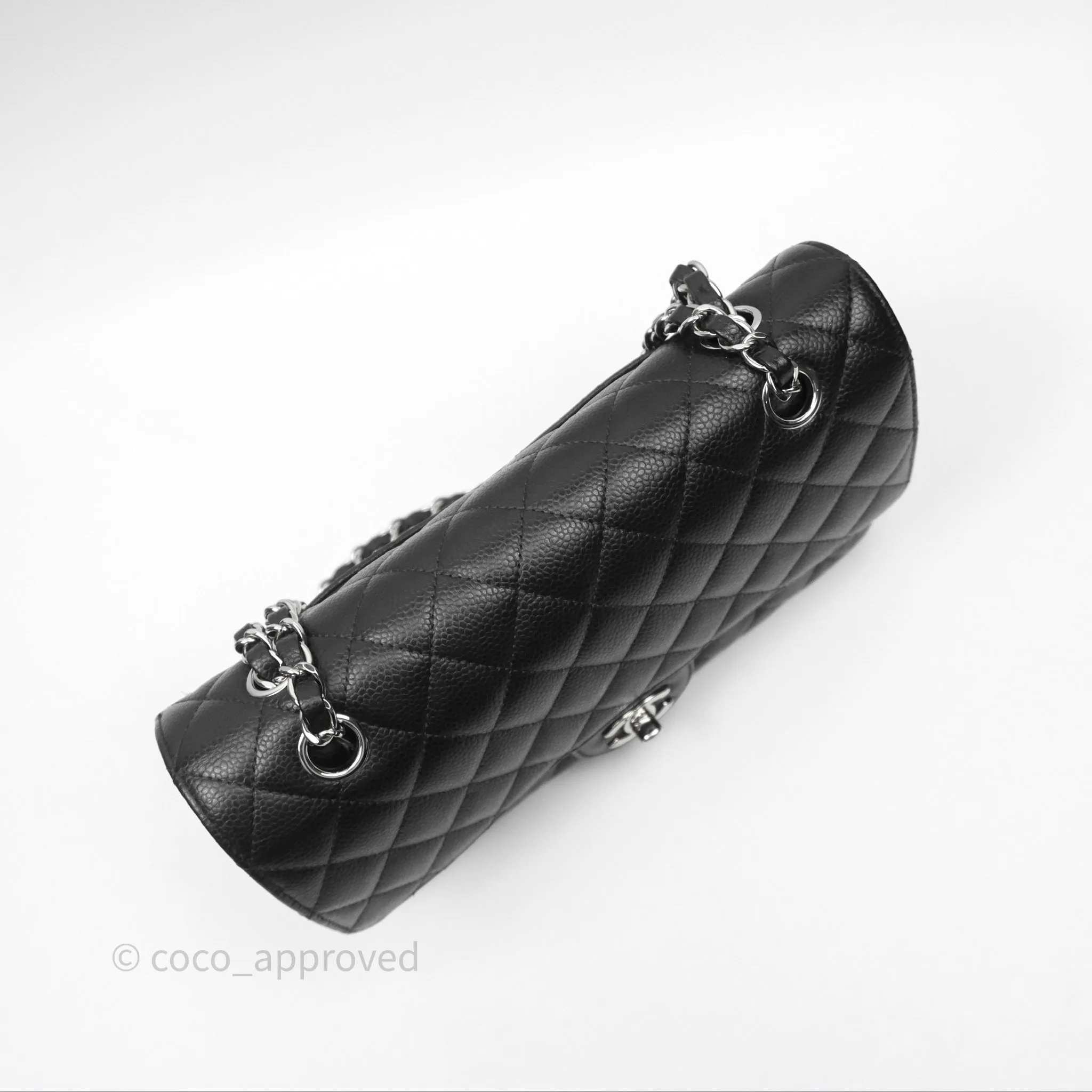 Chanel Classic M/L Medium Flap Quilted Black Caviar Silver Hardware