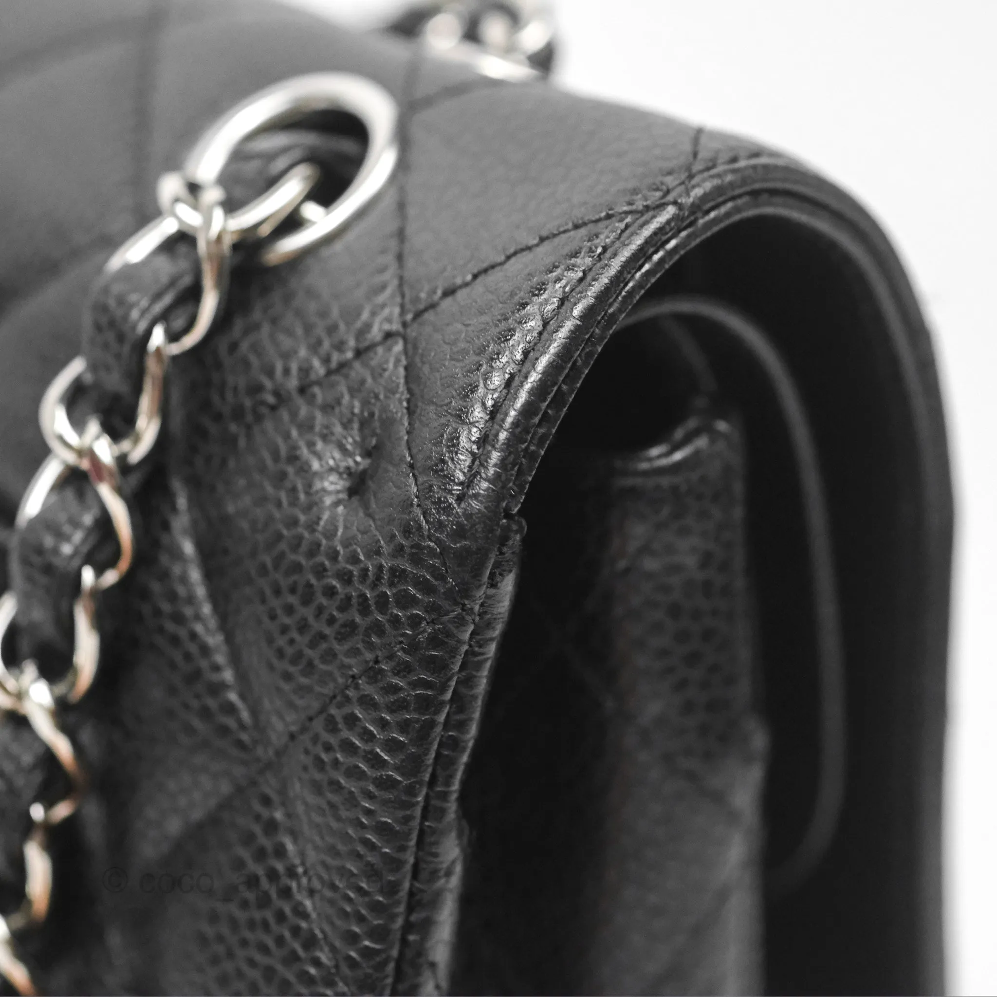 Chanel Classic M/L Medium Flap Quilted Black Caviar Silver Hardware