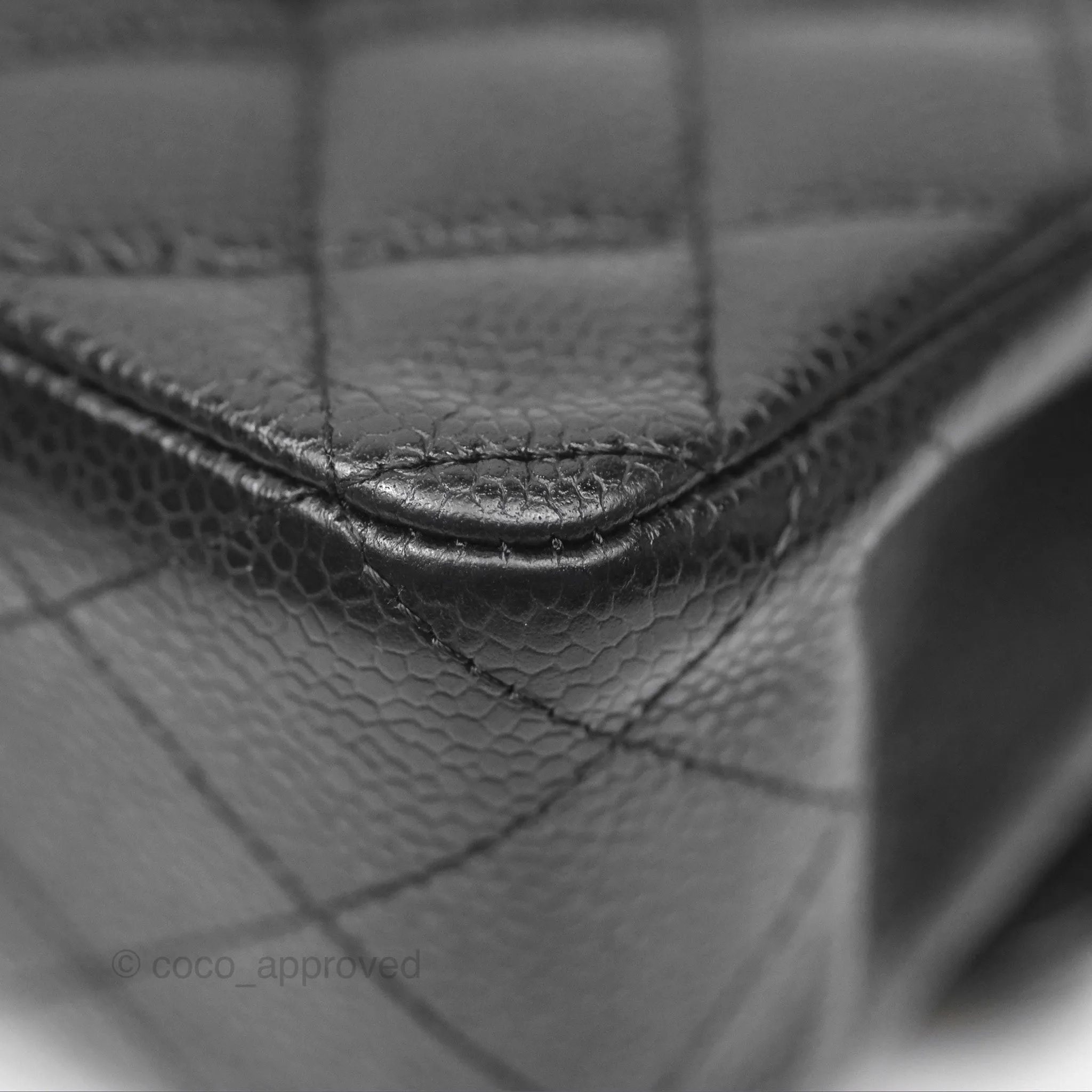 Chanel Classic M/L Medium Flap Quilted Black Caviar Silver Hardware