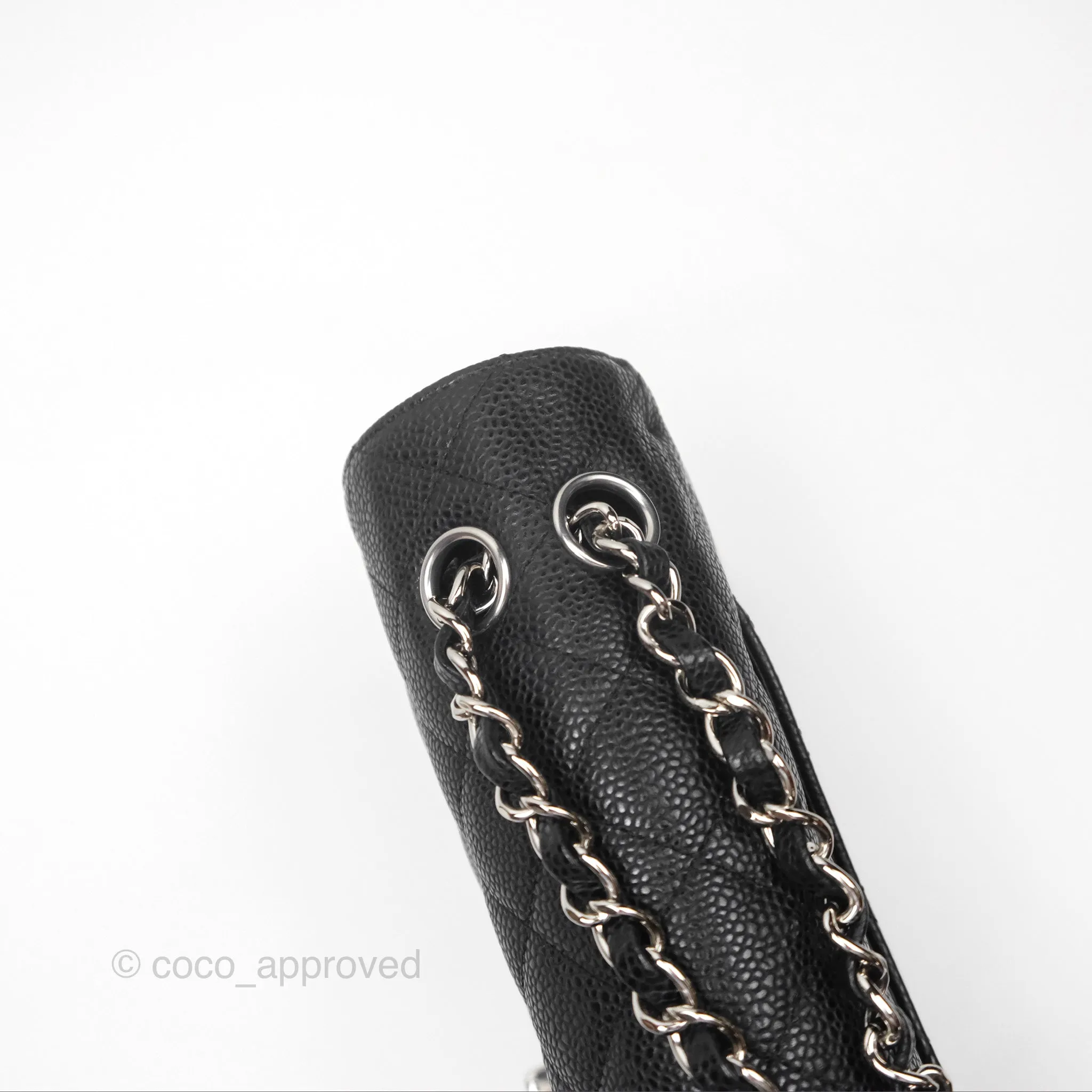 Chanel Classic M/L Medium Flap Quilted Black Caviar Silver Hardware