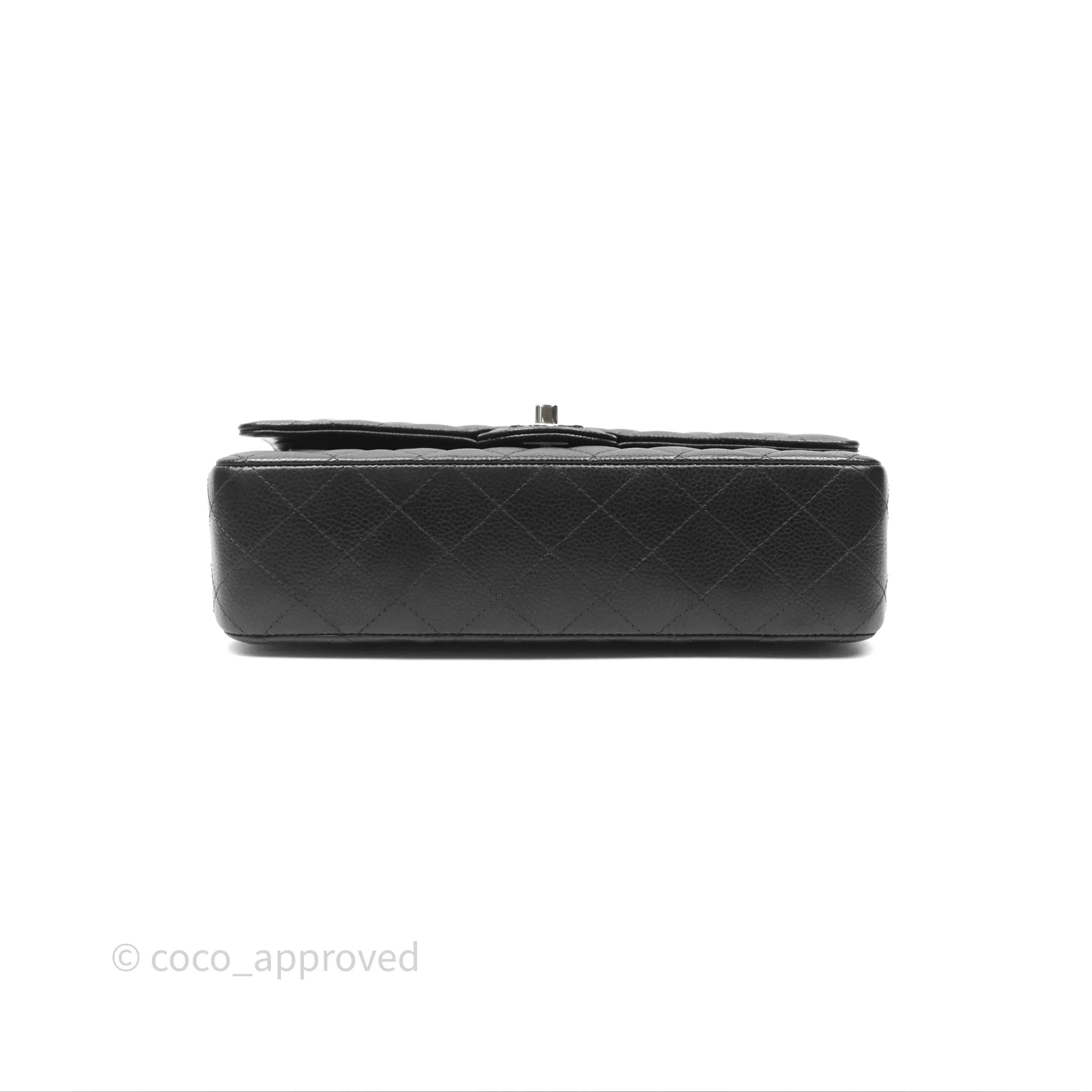 Chanel Classic M/L Medium Flap Quilted Black Caviar Silver Hardware