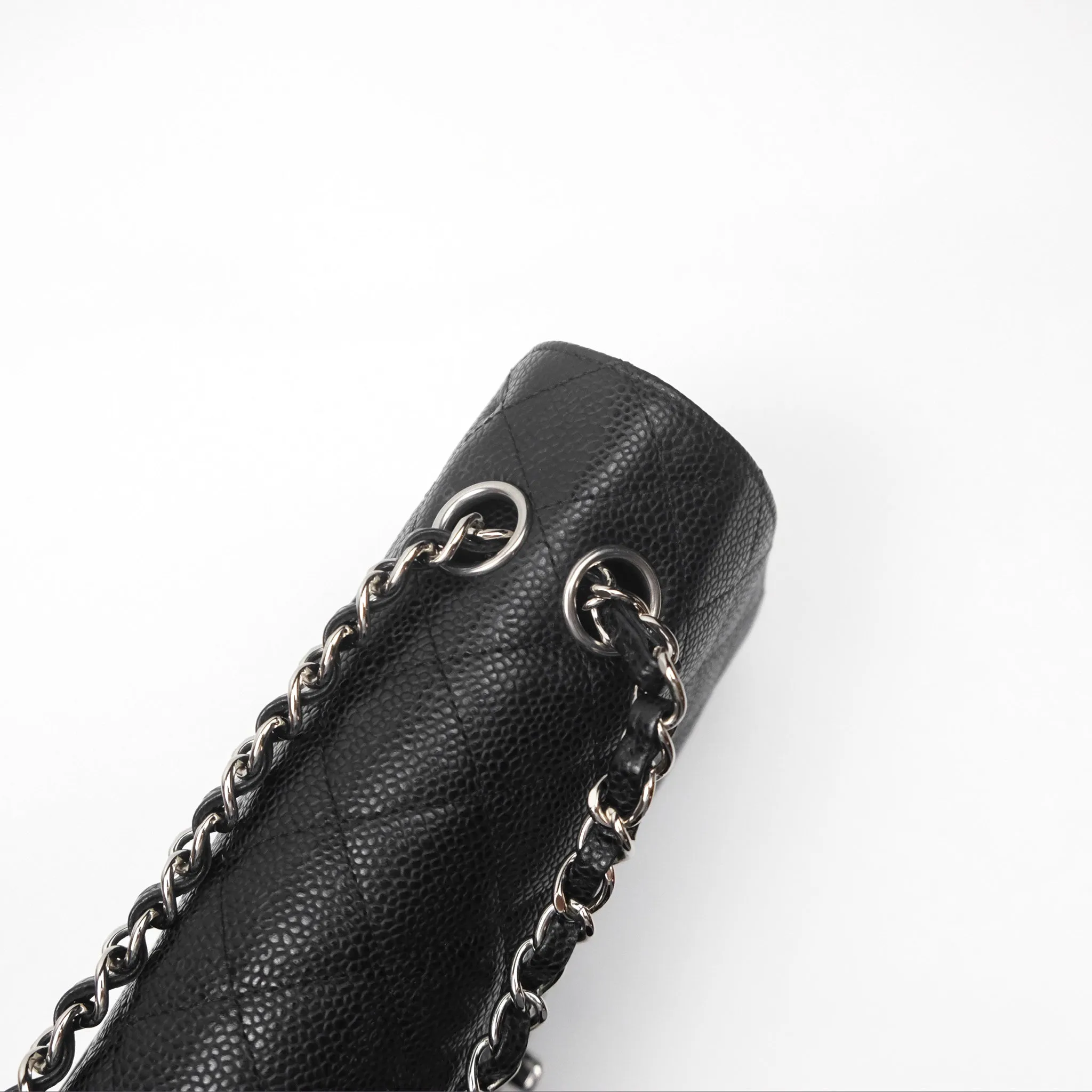 Chanel Classic M/L Medium Flap Quilted Black Caviar Silver Hardware