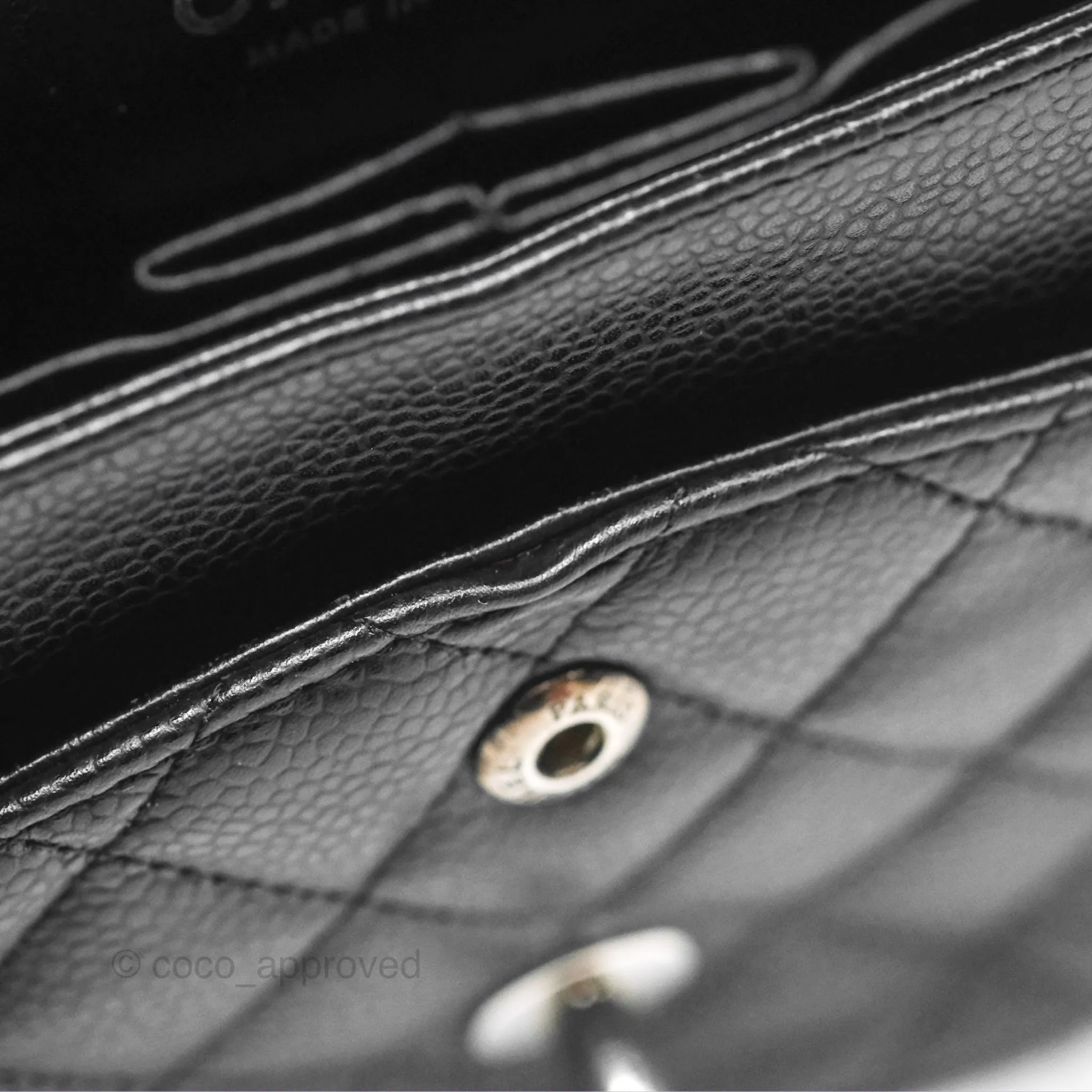 Chanel Classic M/L Medium Flap Quilted Black Caviar Silver Hardware