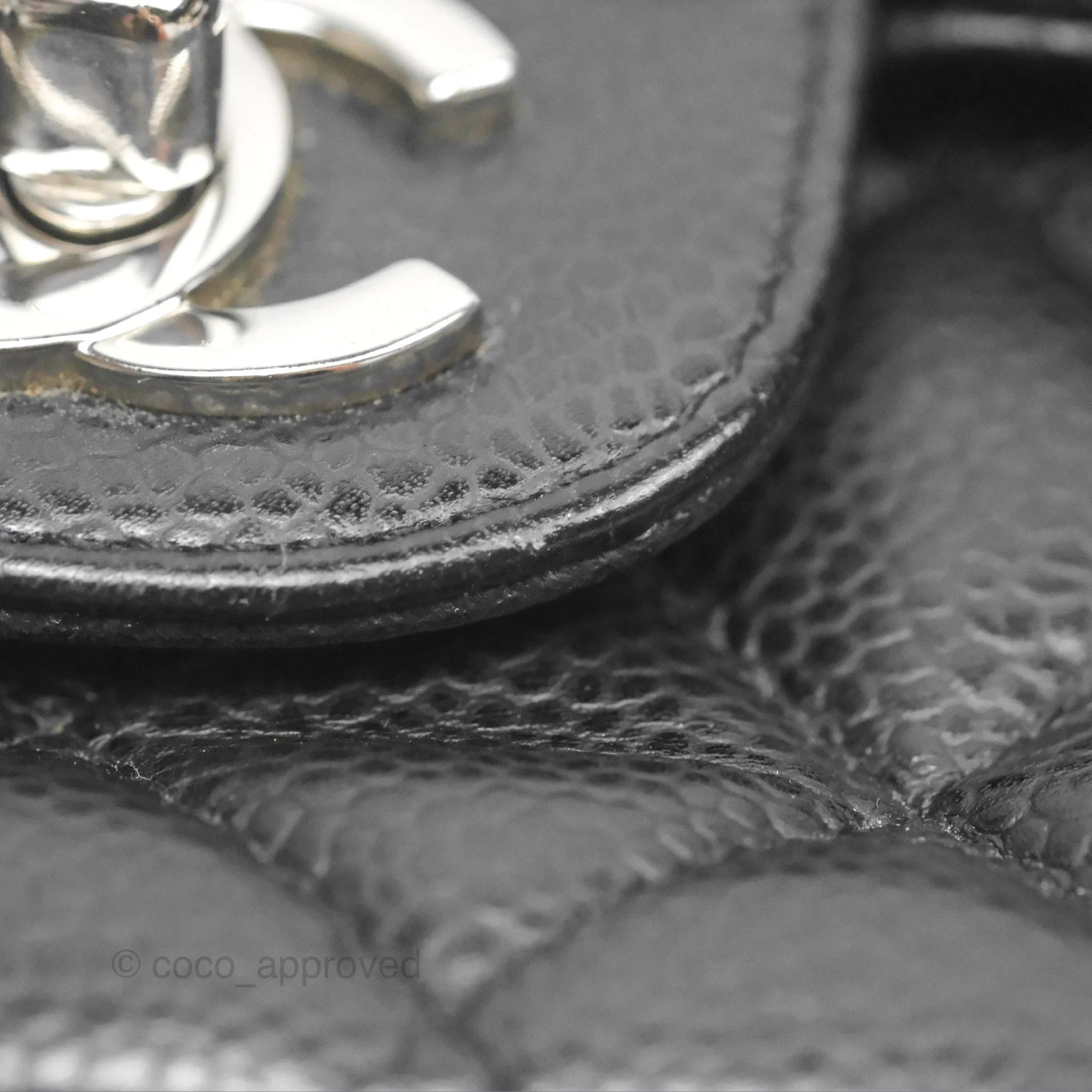 Chanel Classic M/L Medium Flap Quilted Black Caviar Silver Hardware